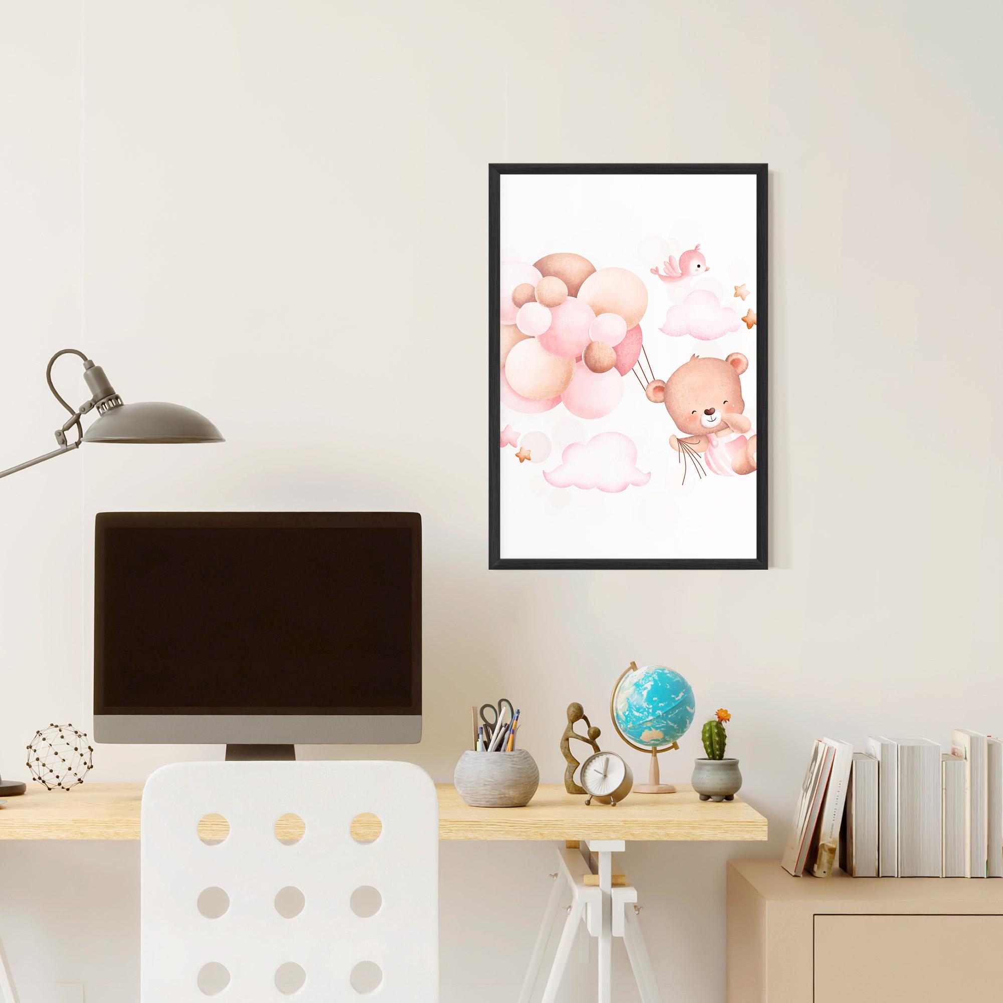 Keretezett Poszter Pink Bear Balloons mockup 6