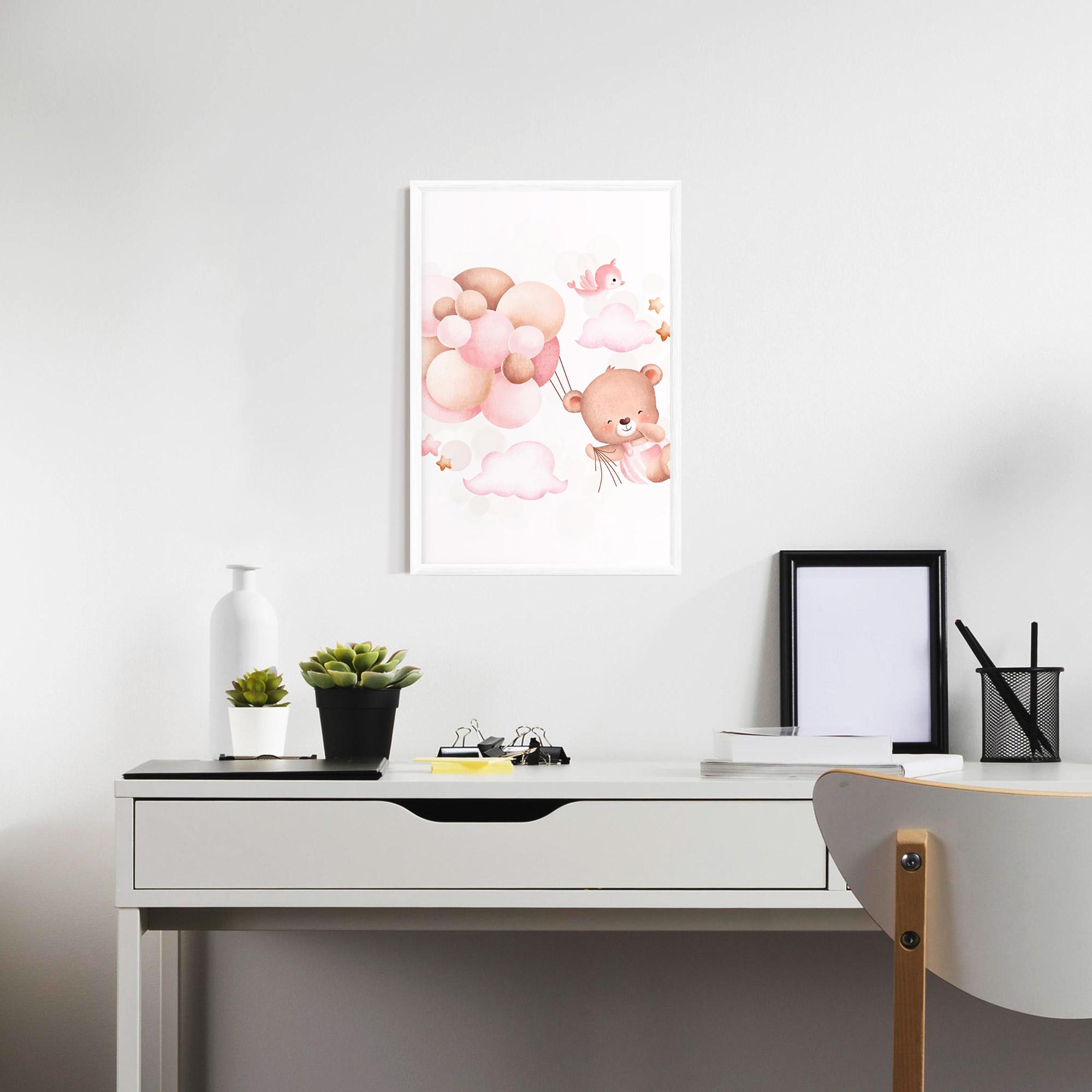 Keretezett Poszter Pink Bear Balloons mockup 7