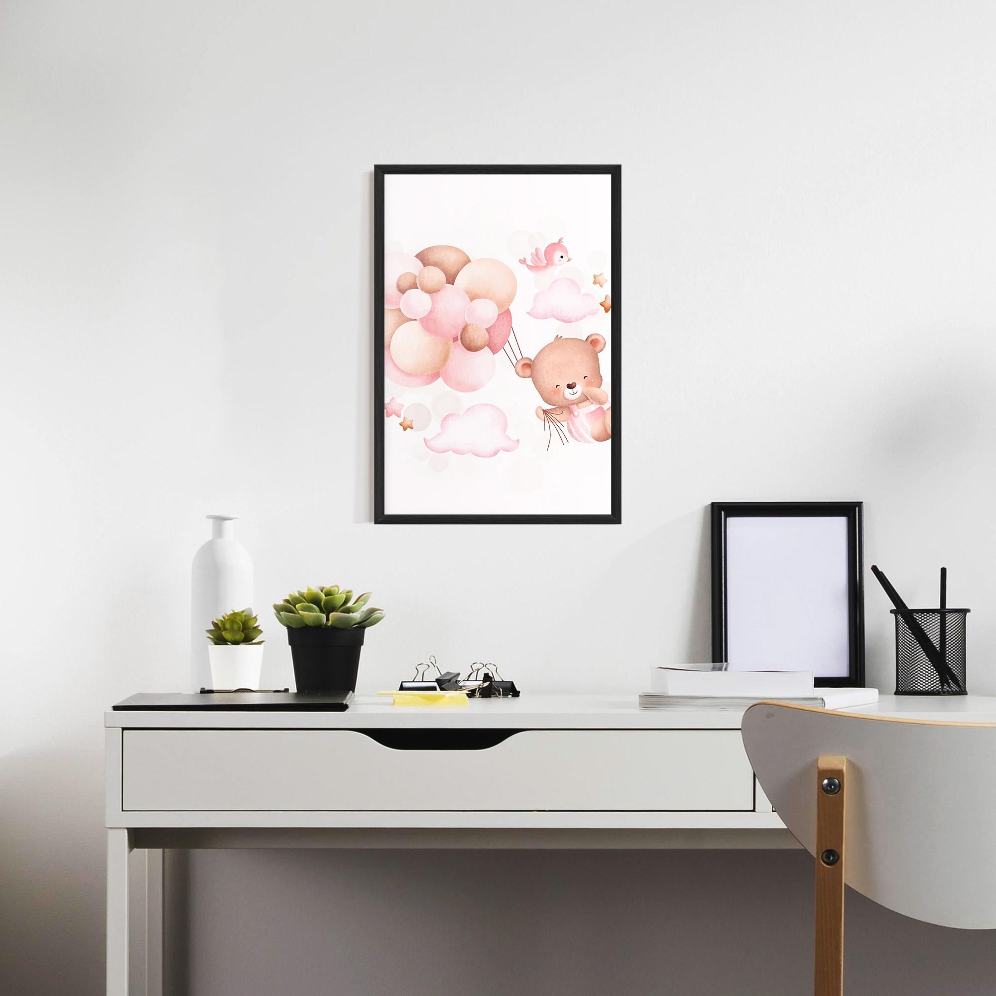 Keretezett Poszter Pink Bear Balloons mockup 7