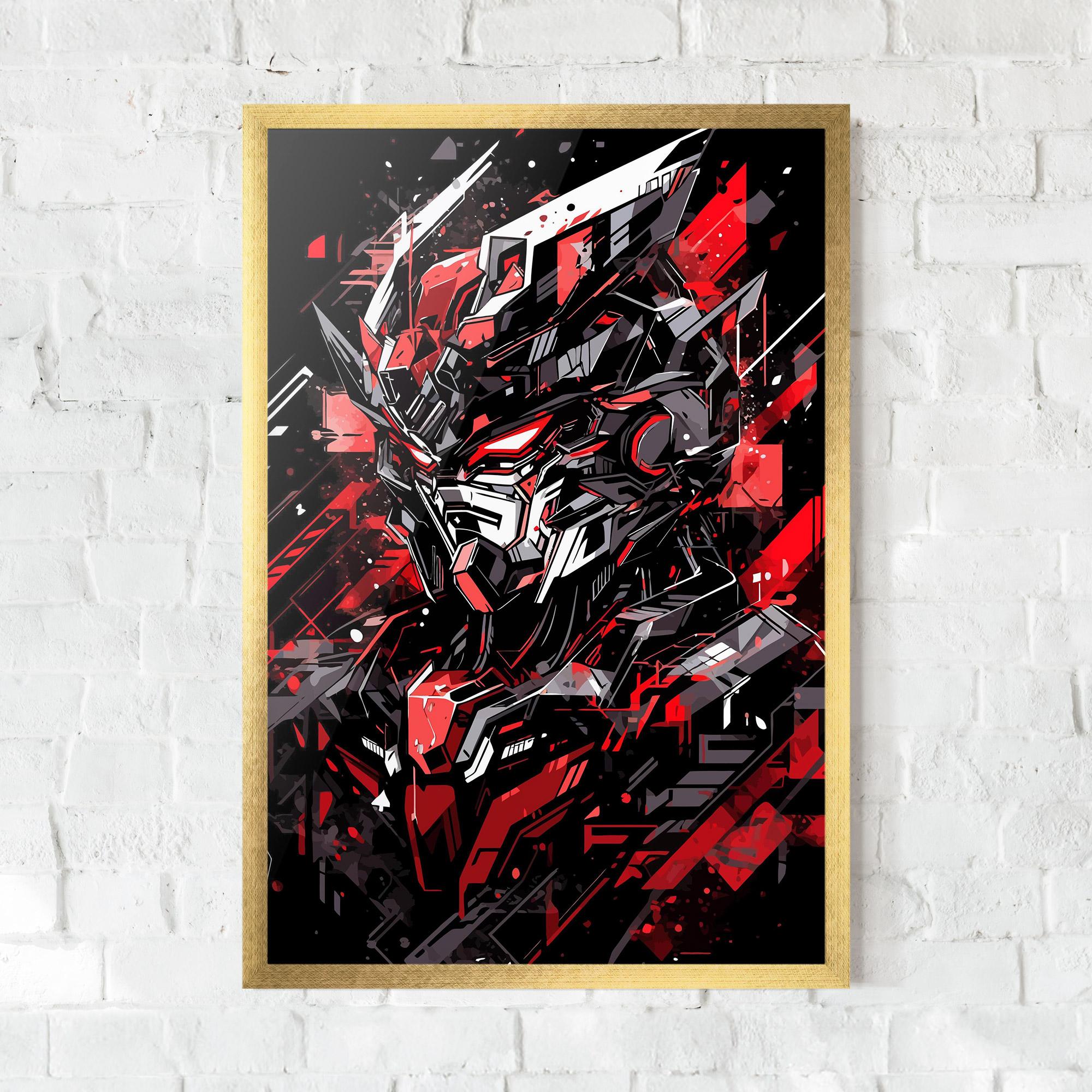 Keretezett Poszter Red Grey Robot mockup 0