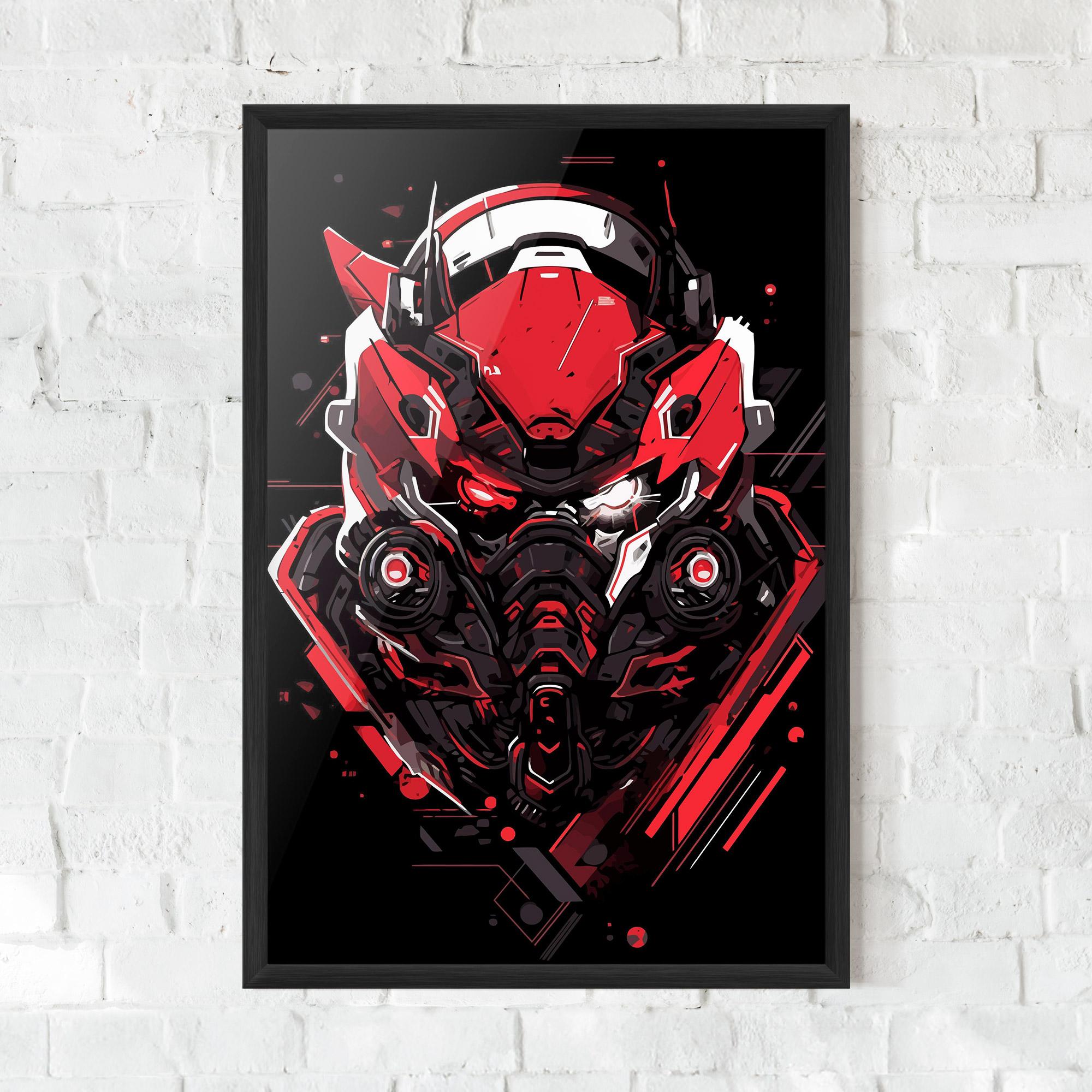 Keretezett Poszter Red Robot Art mockup 0