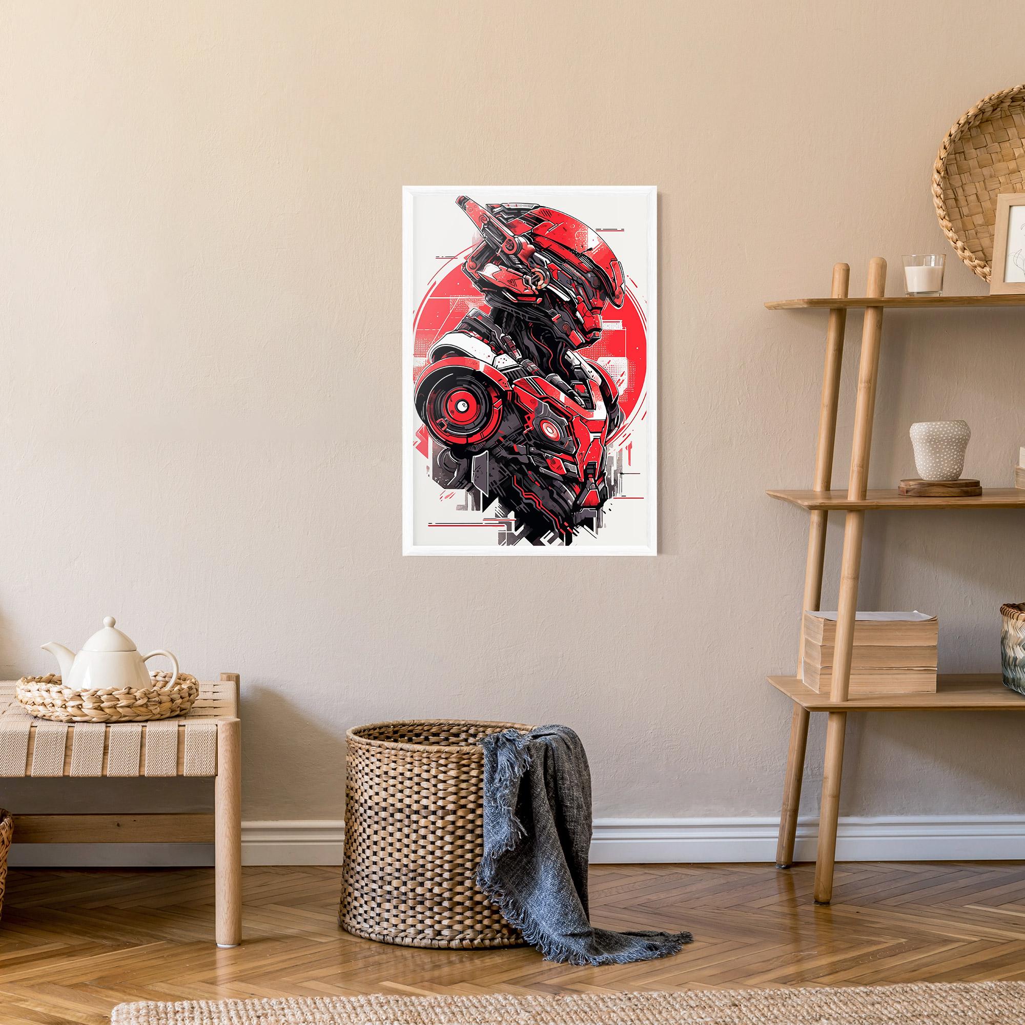 Keretezett Poszter Grey Red Robot mockup 9