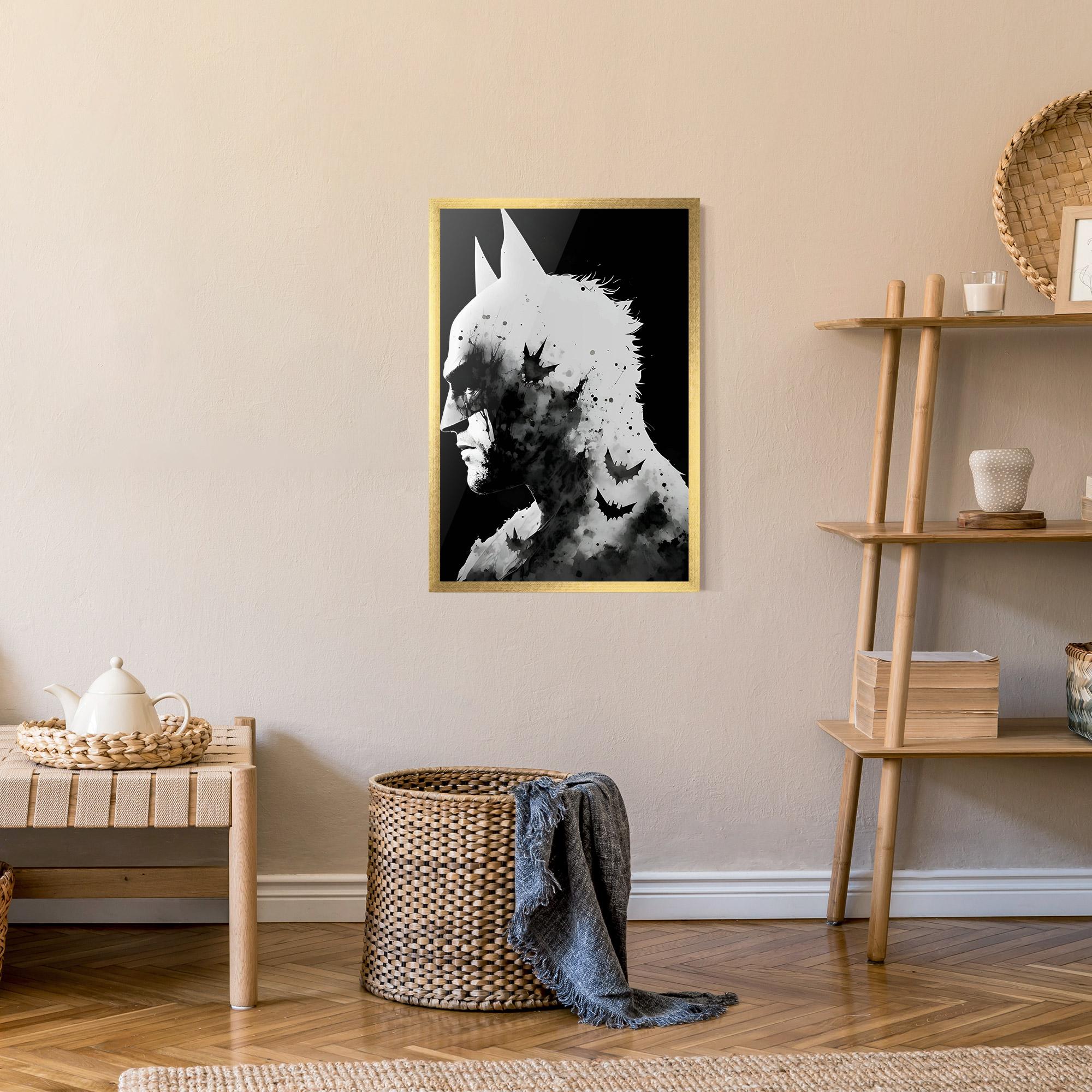 Keretezett Poszter Black White Batman mockup 9