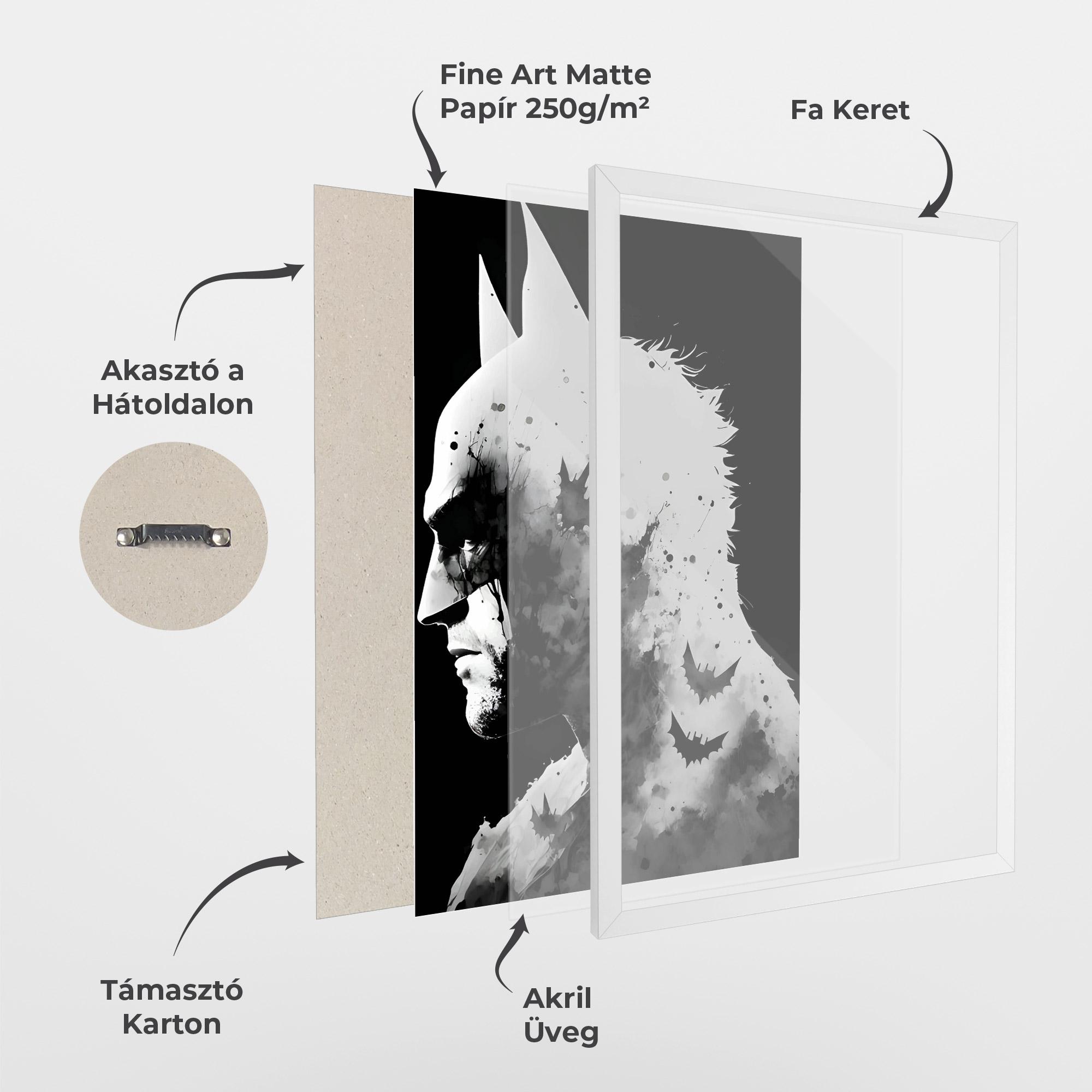 Keretezett Poszter Black White Batman mockup 1
