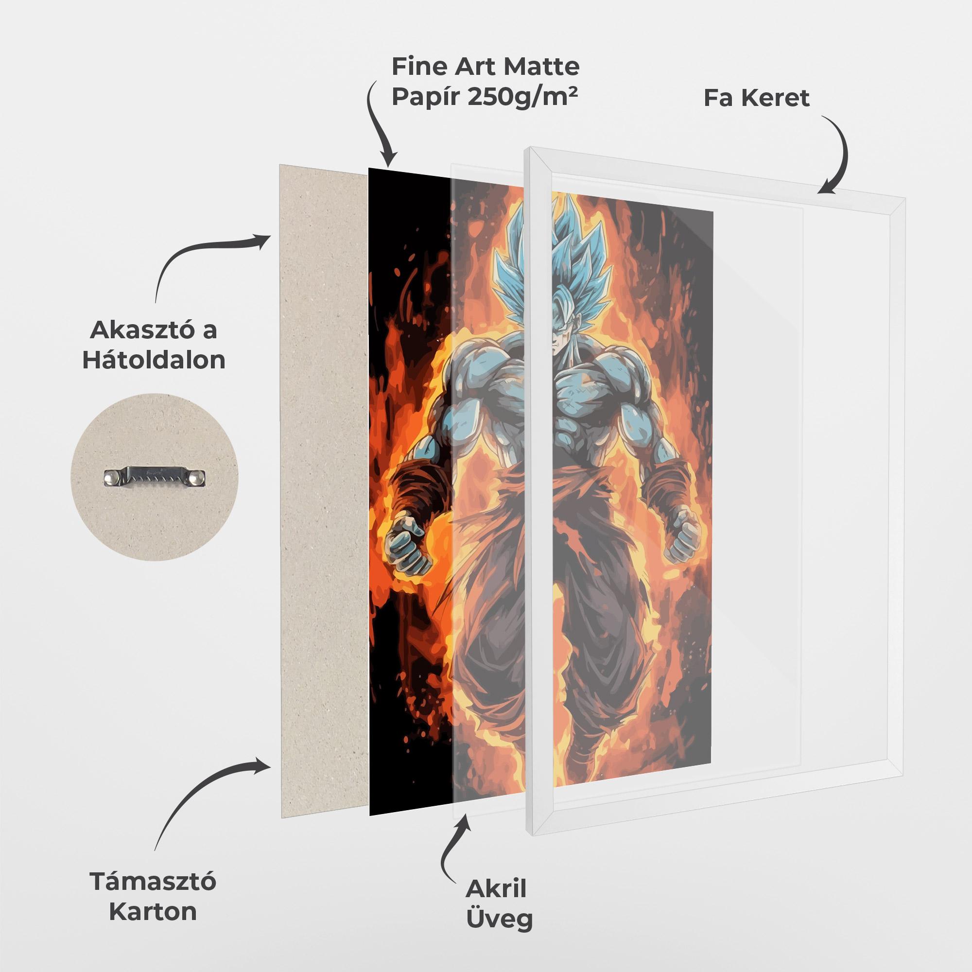 Keretezett Poszter Goku On Fire mockup 1