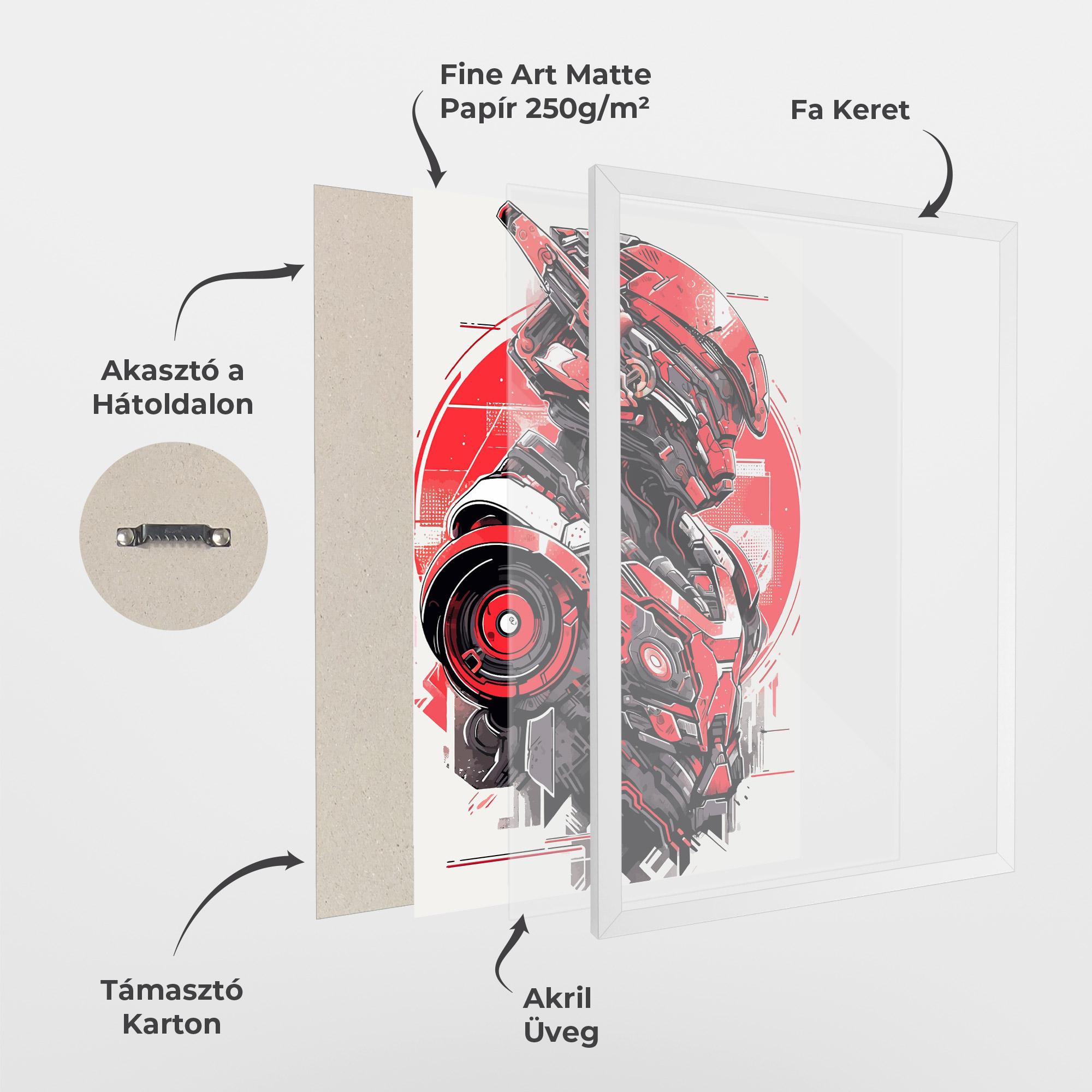 Keretezett Poszter Grey Red Robot mockup 1