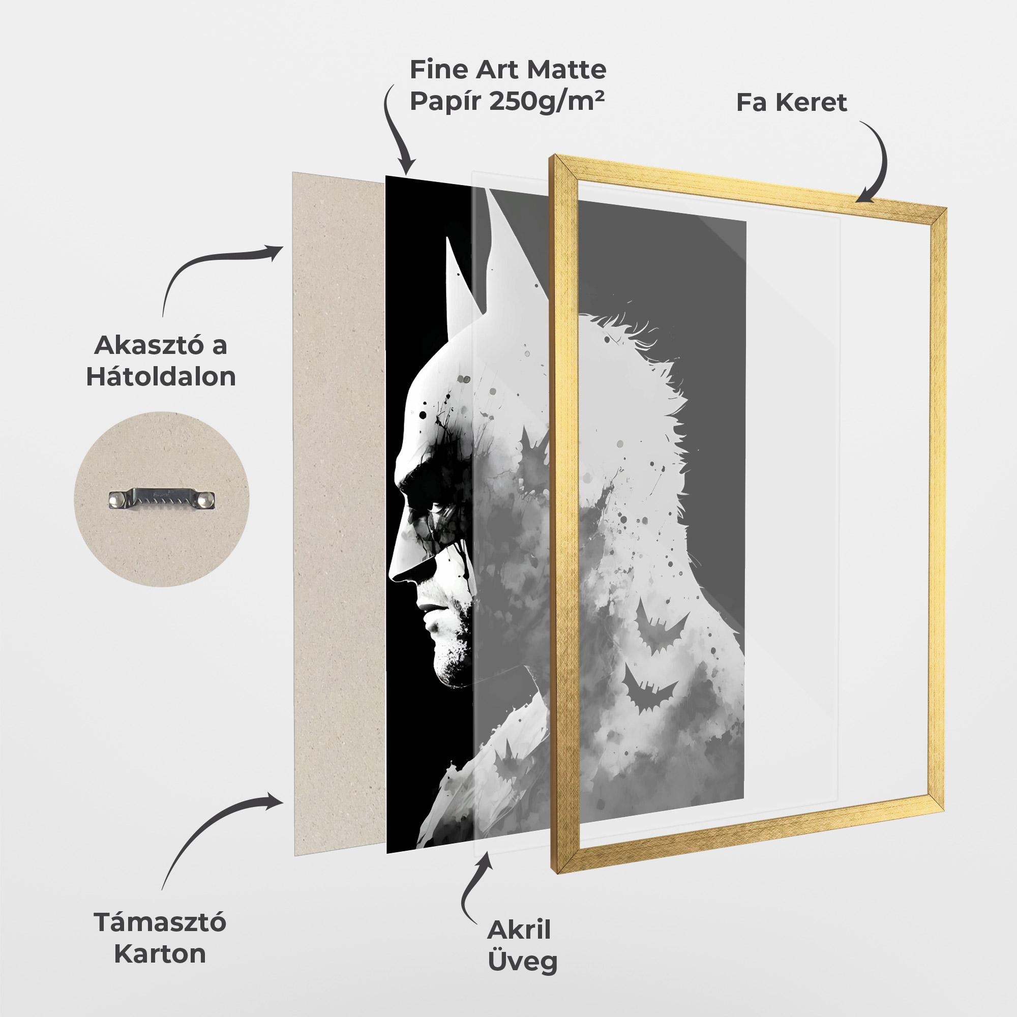 Keretezett Poszter Black White Batman mockup 1