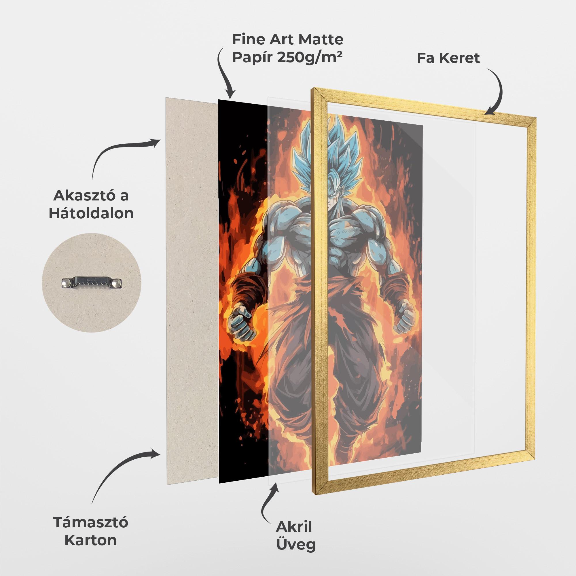Keretezett Poszter Goku On Fire mockup 1