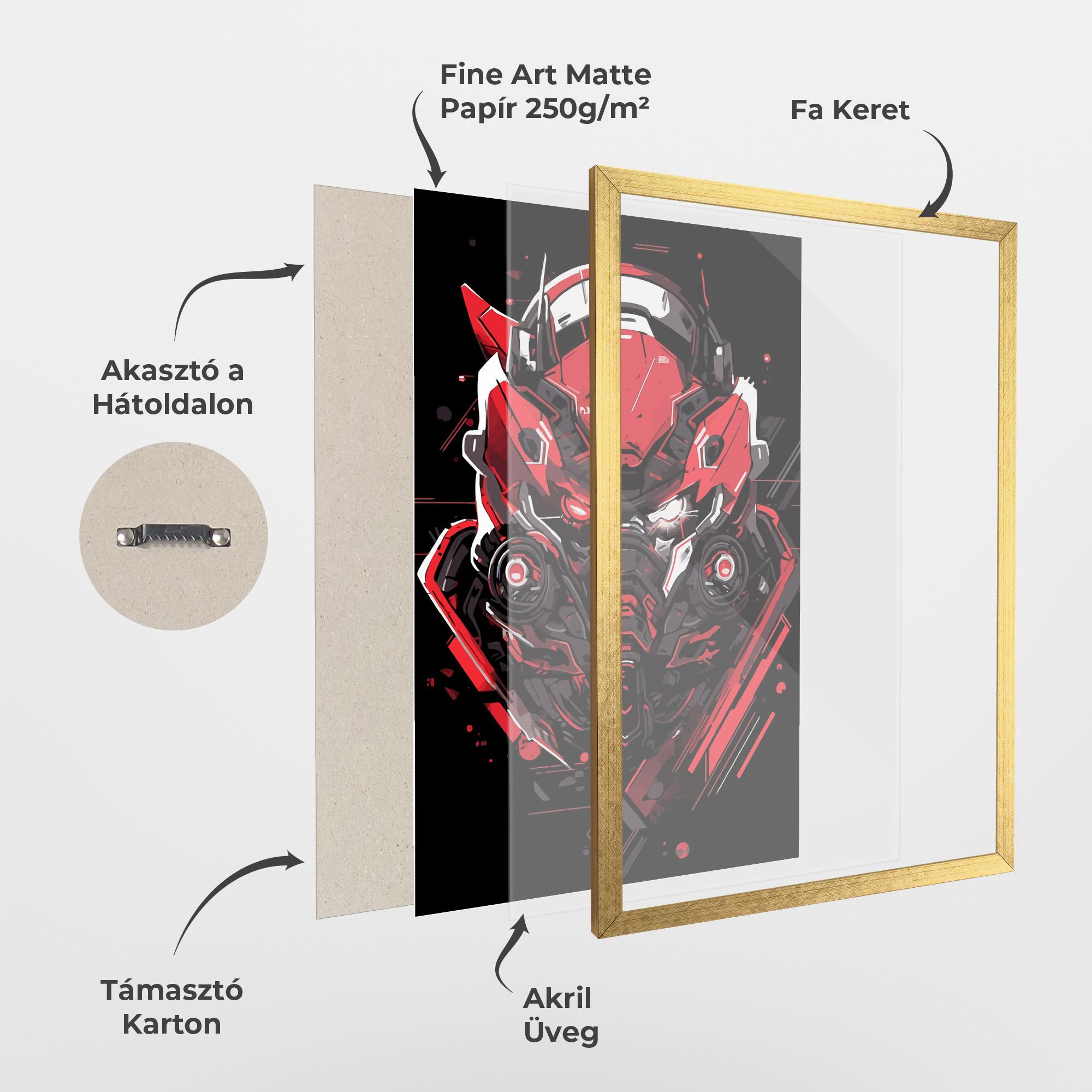 Keretezett Poszter Red Robot Art mockup 1