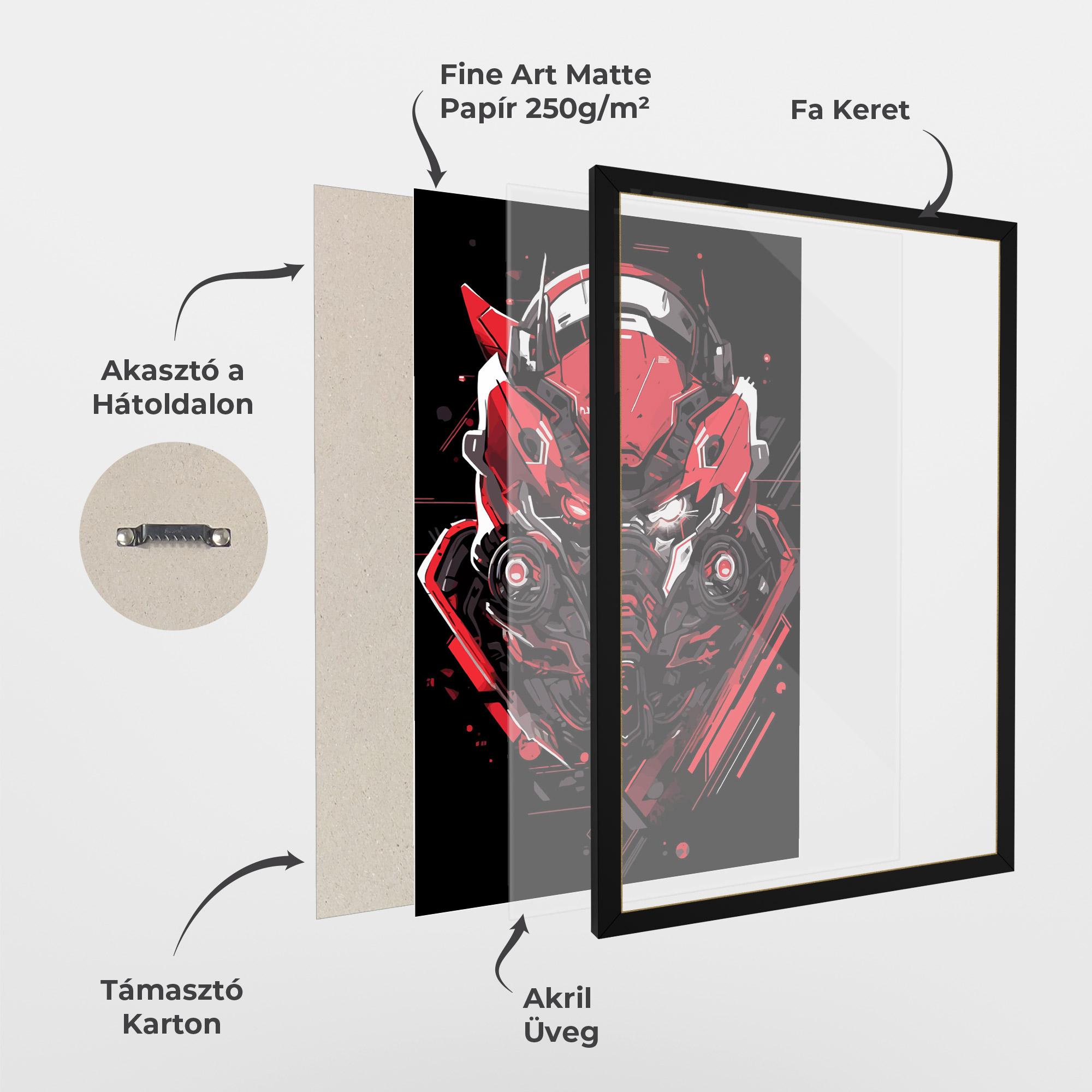 Keretezett Poszter Red Robot Art mockup 1