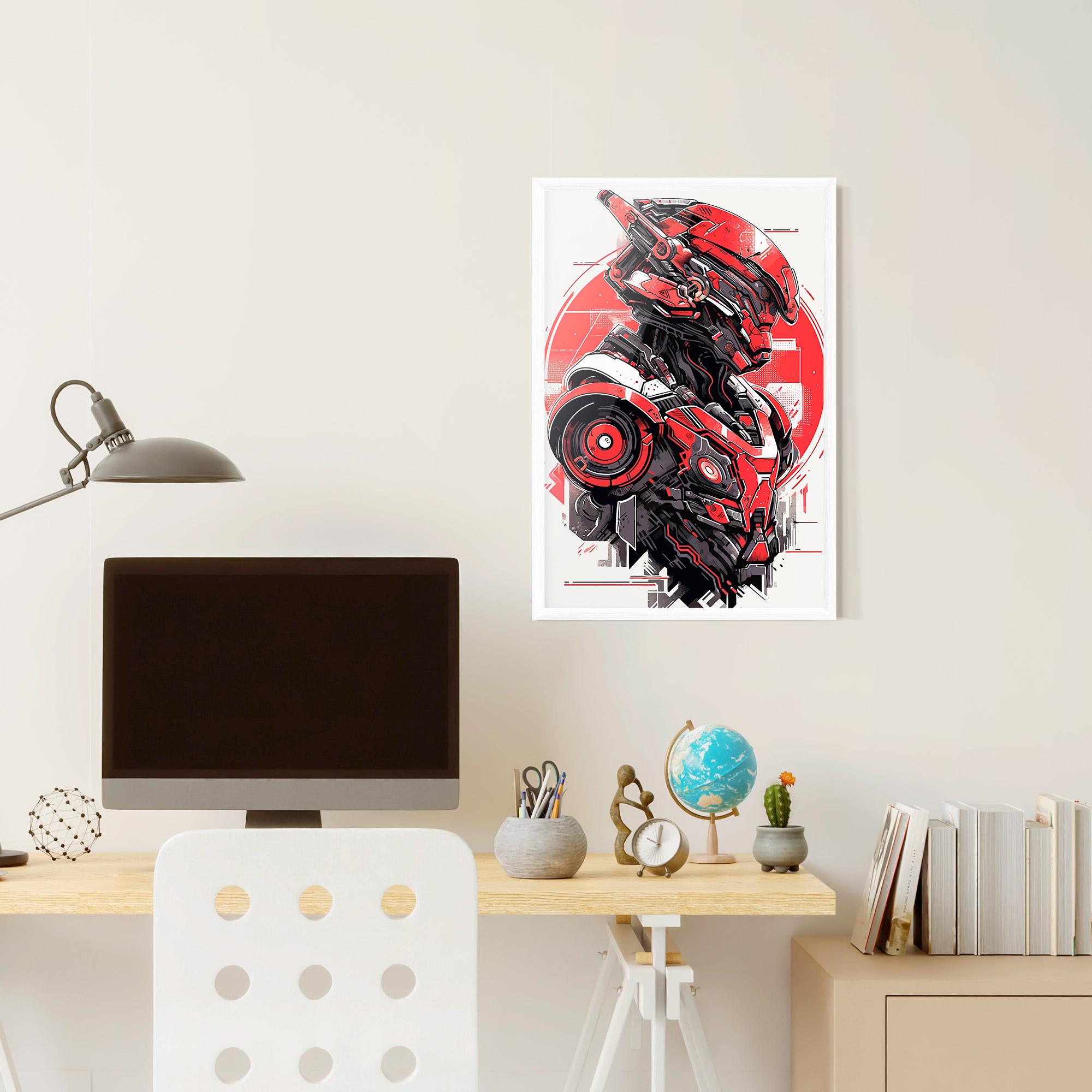 Keretezett Poszter Grey Red Robot mockup 6