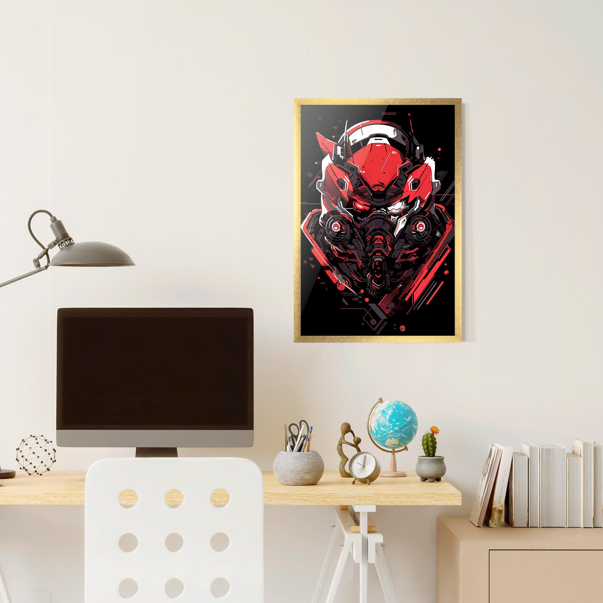 Keretezett Poszter Red Robot Art mockup 6