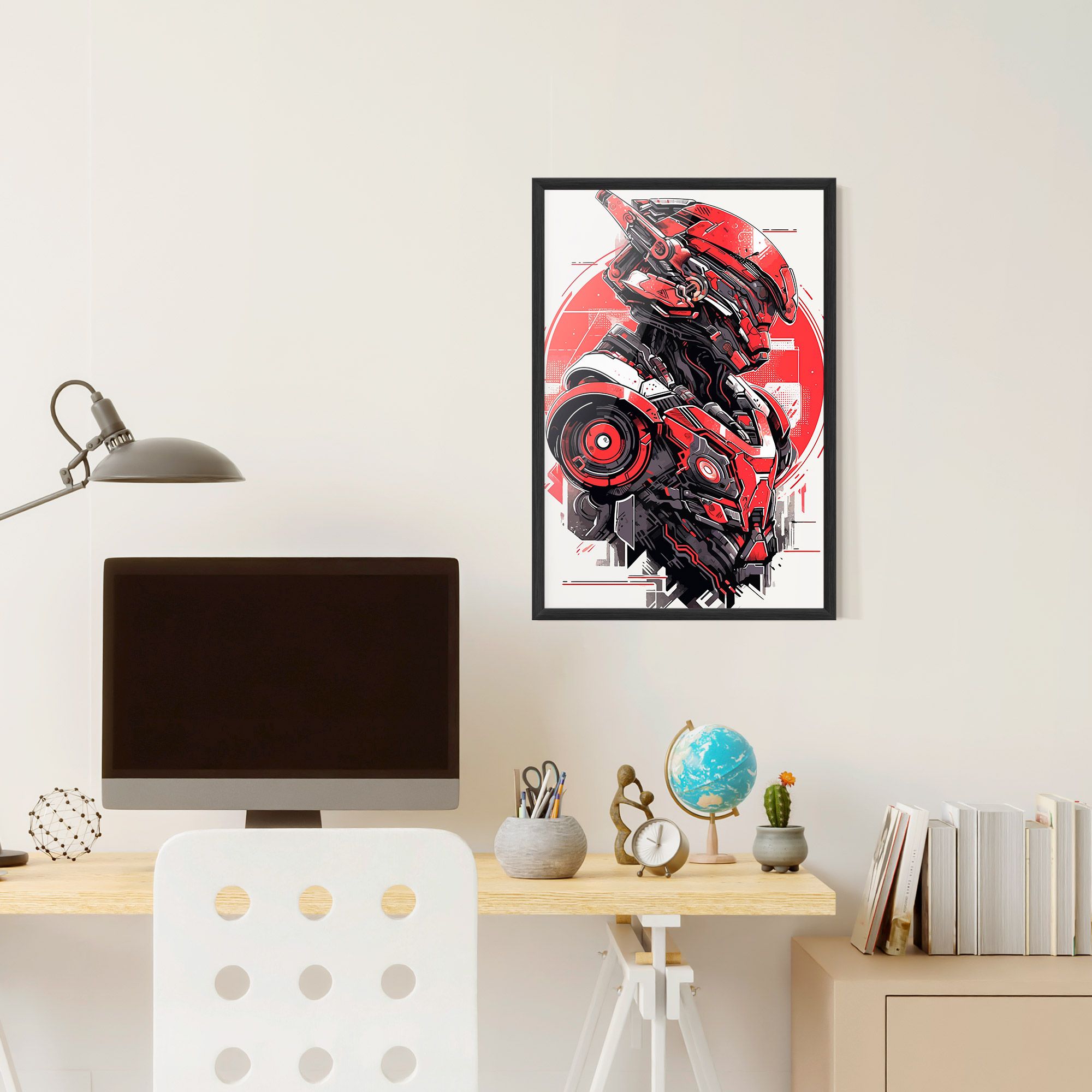 Grey Red Robot mockup 6