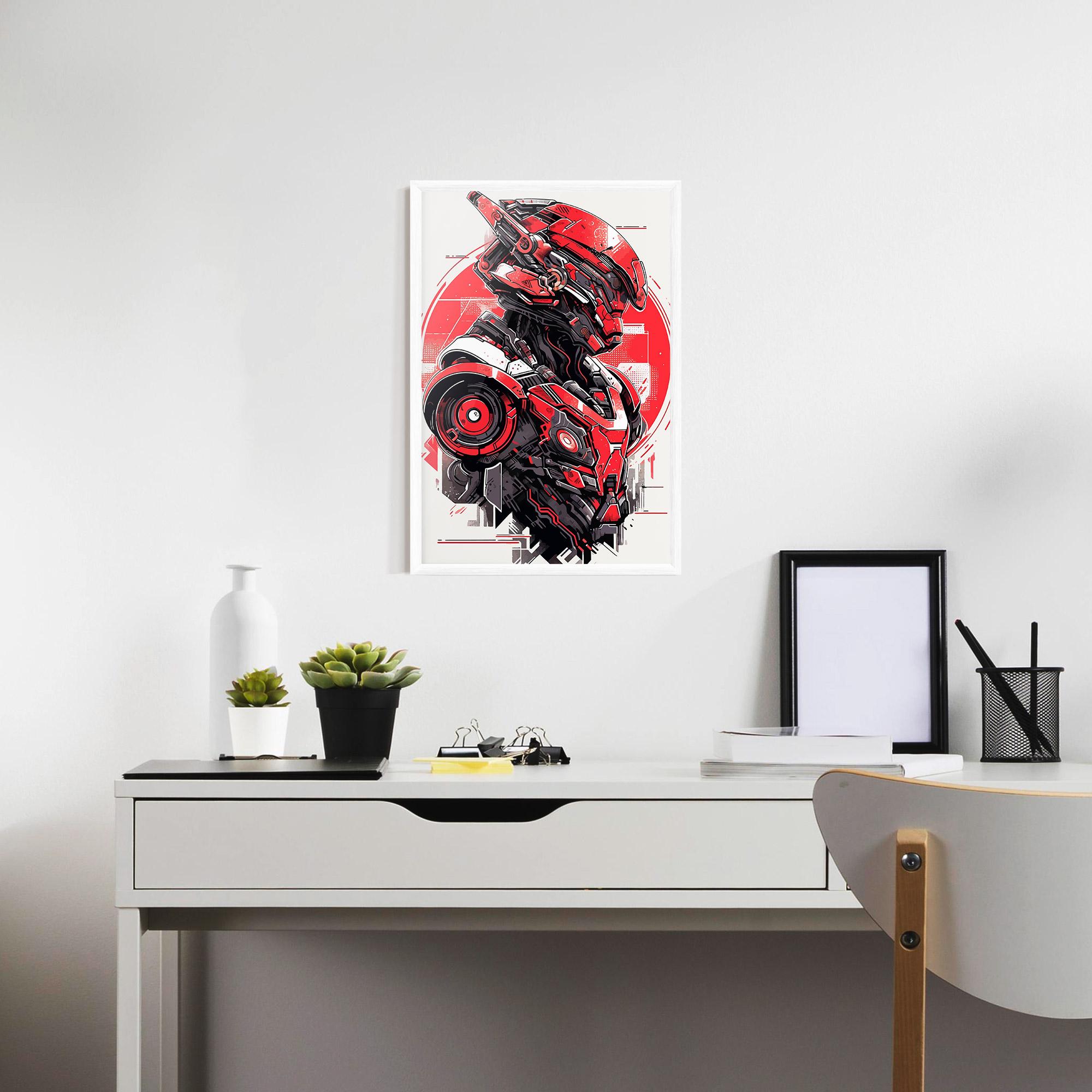 Keretezett Poszter Grey Red Robot mockup 7