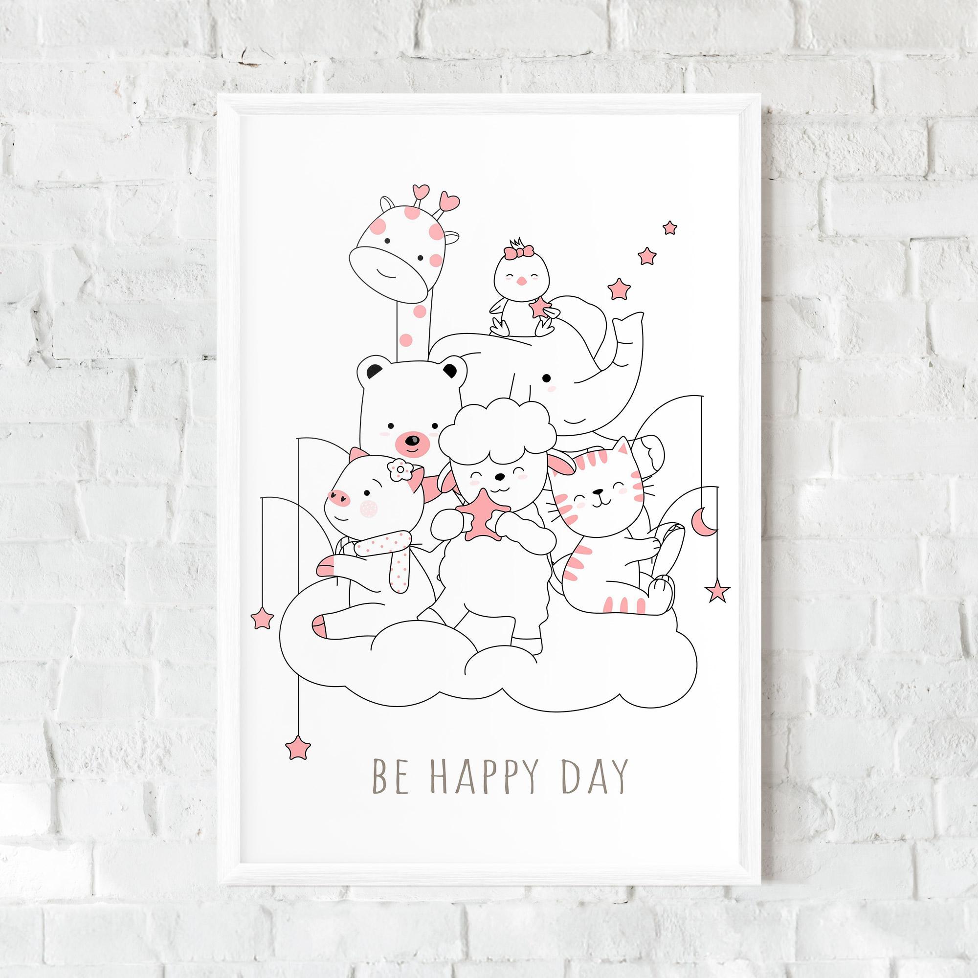 Keretezett Poszter Be Happy Day mockup 0