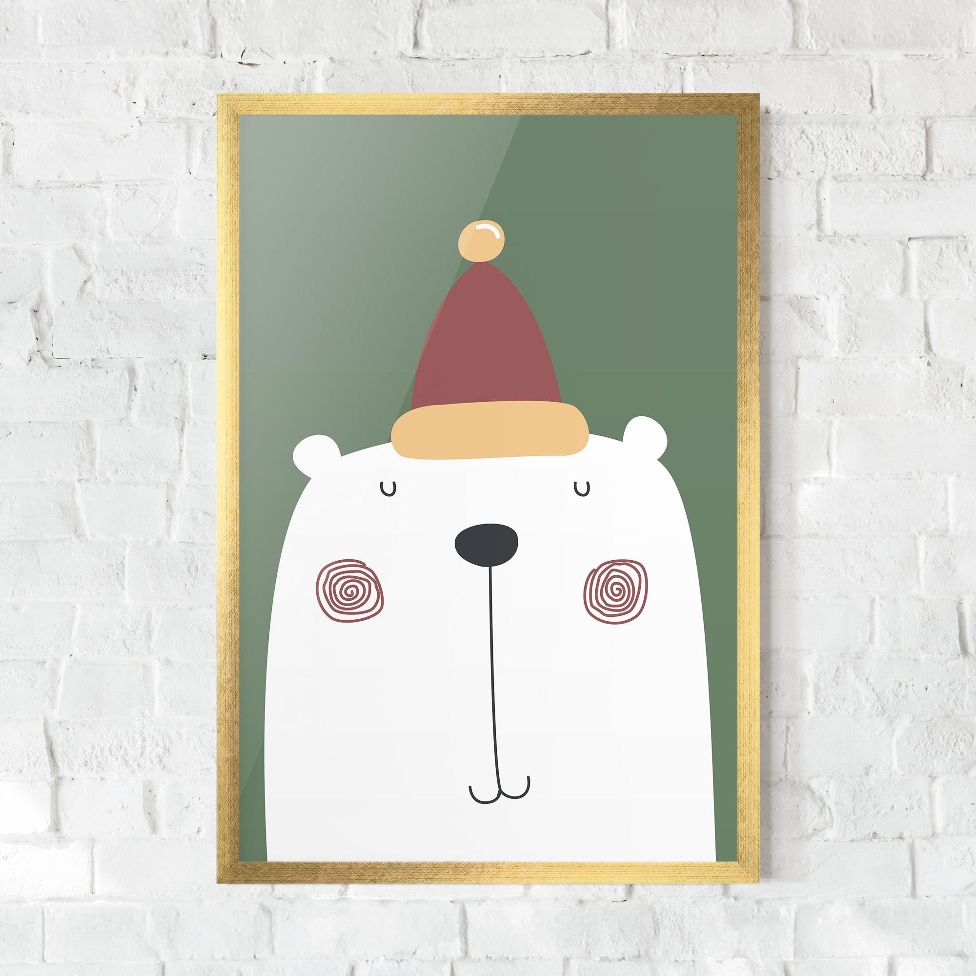 Keretezett Poszter Cute Icebear Drawing mockup 0
