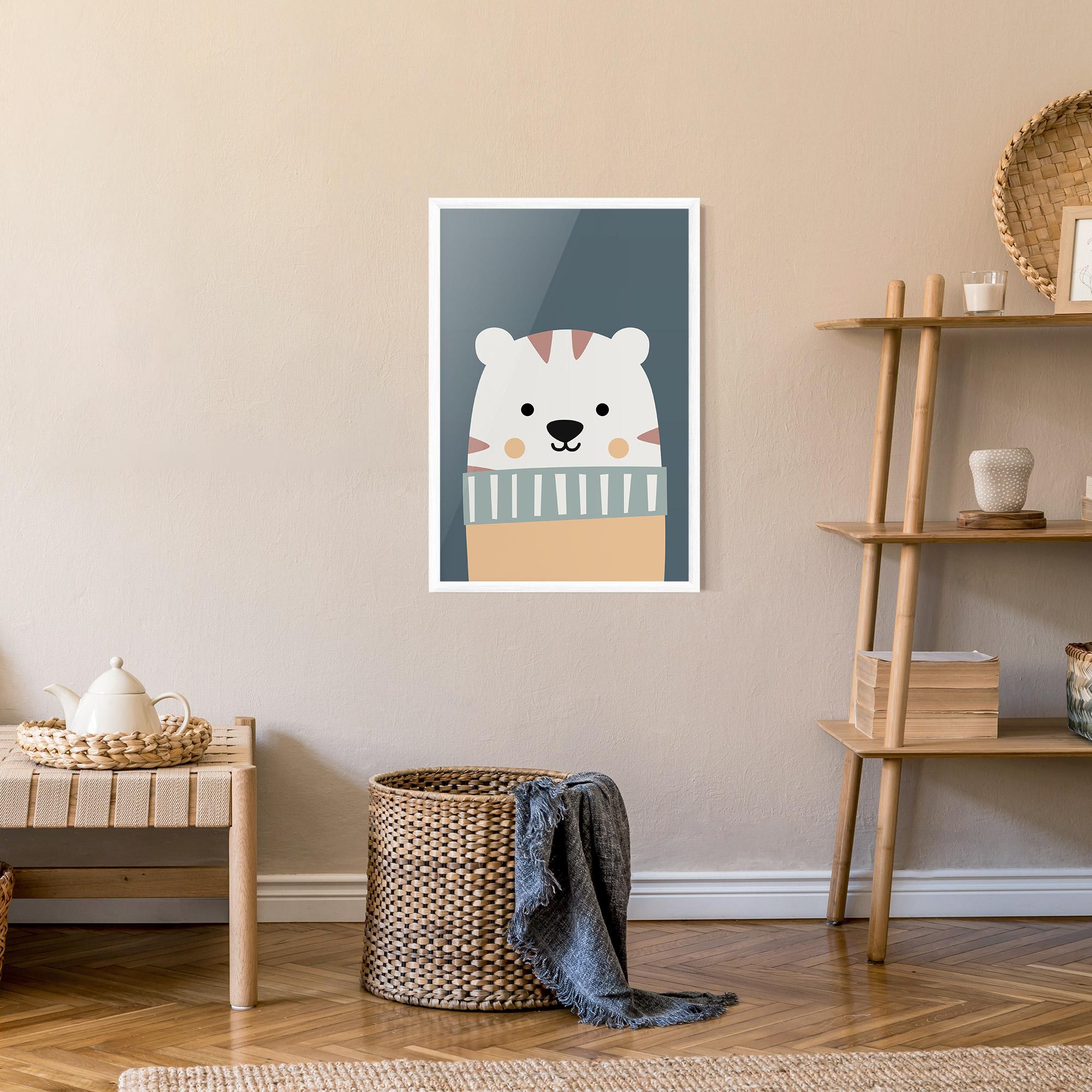 Keretezett Poszter Cute White Tiger mockup 9