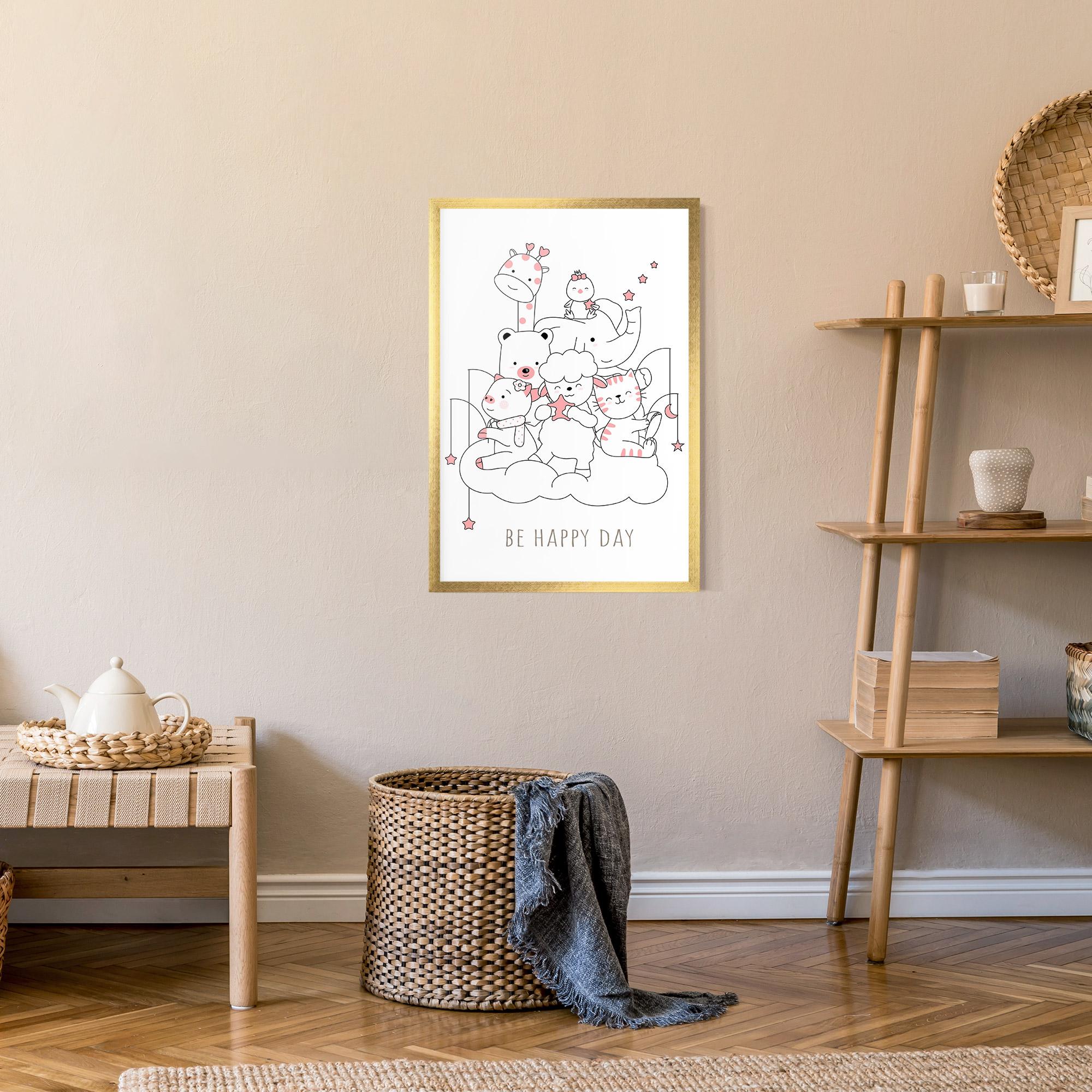 Keretezett Poszter Be Happy Day mockup 9