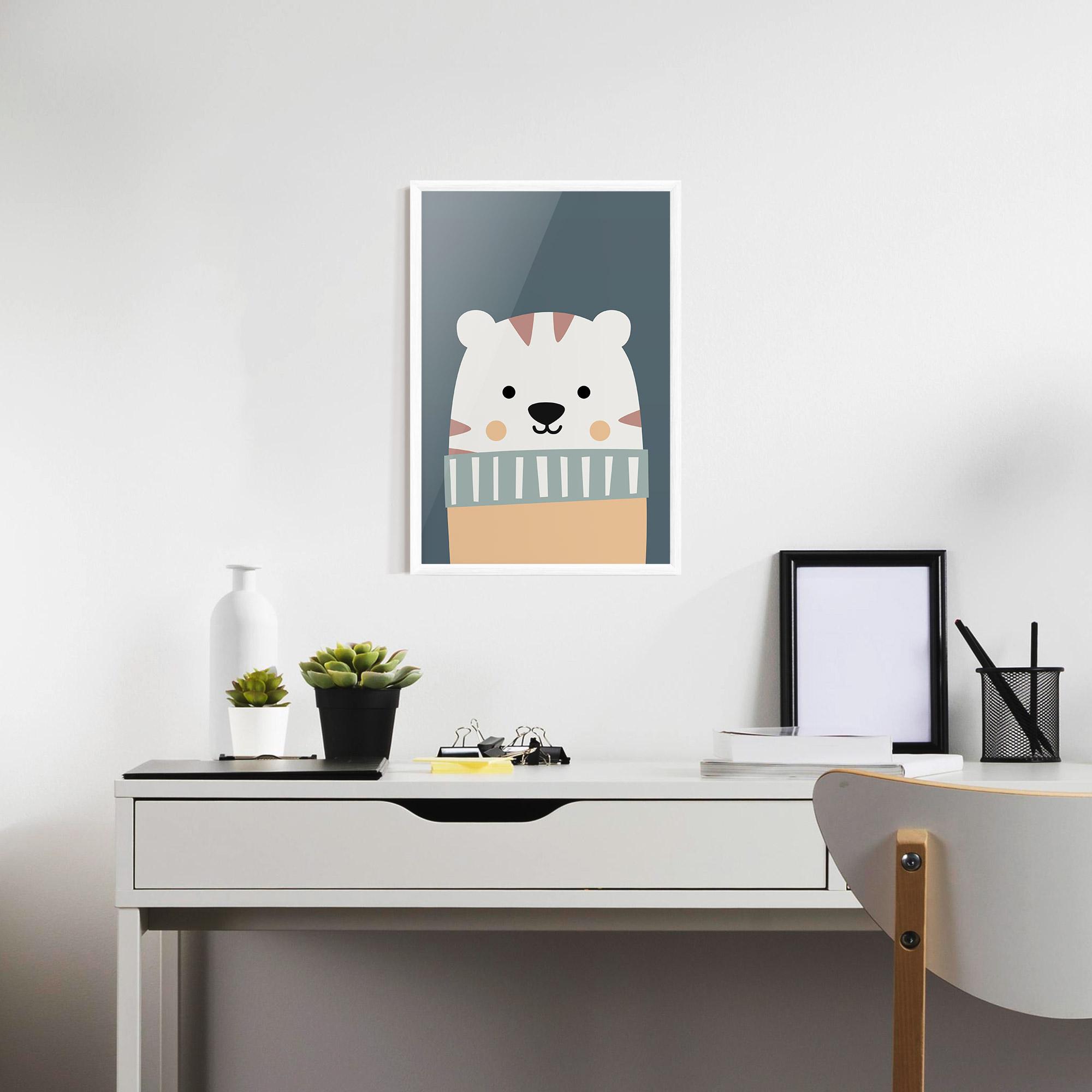 Keretezett Poszter Cute White Tiger mockup 7