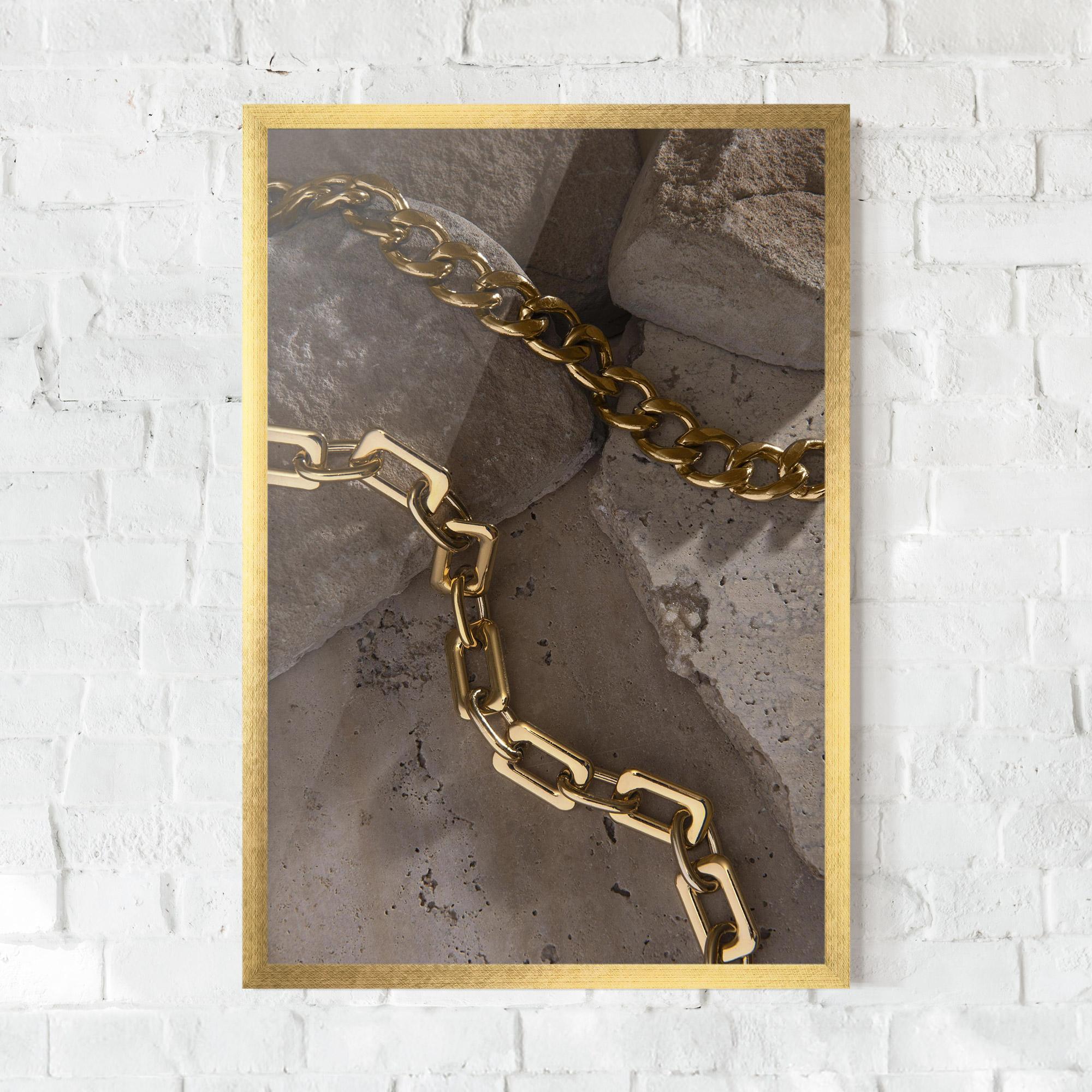 Keretezett Poszter Abstract Gold Chain mockup 0
