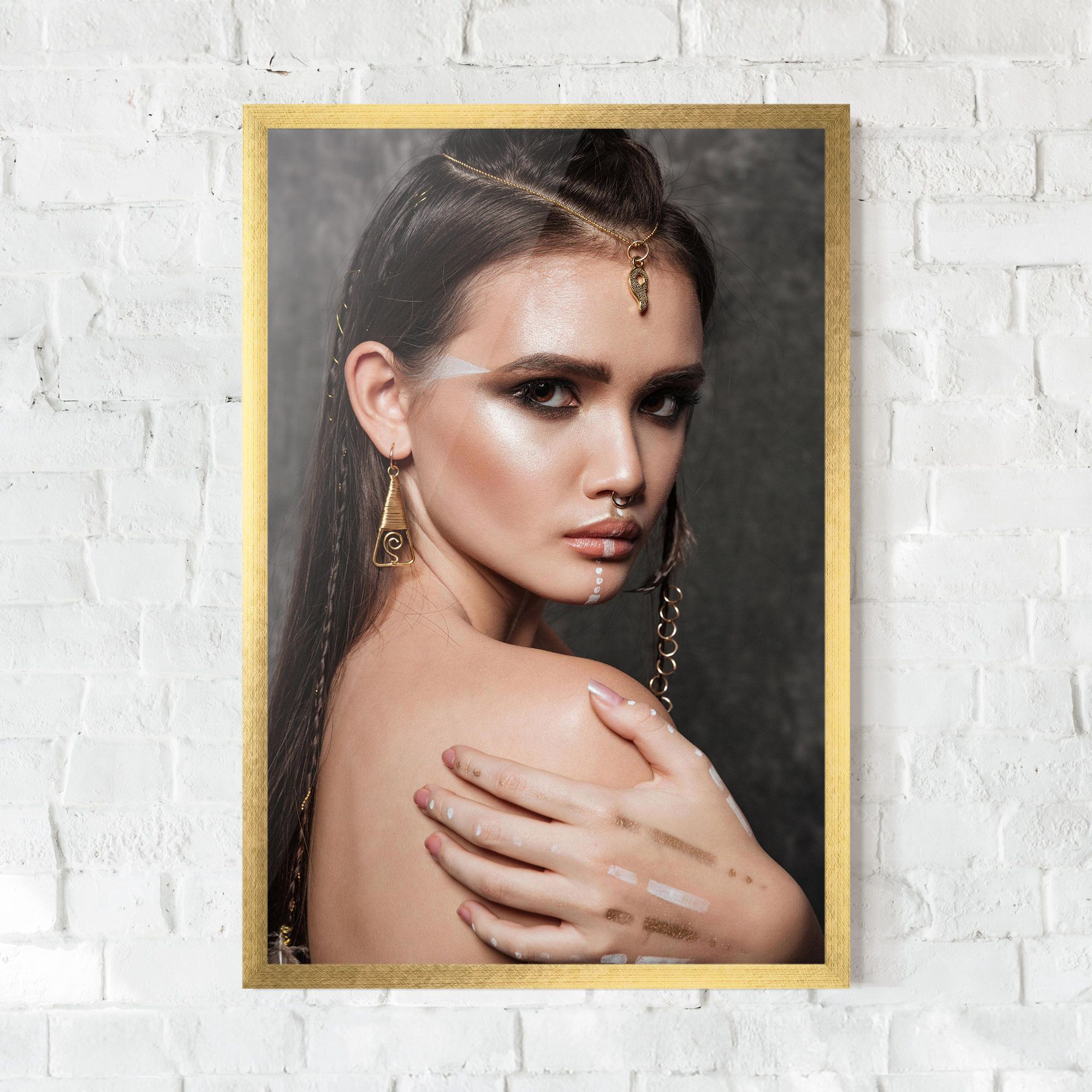 Gold Triangle Earring mockup 0