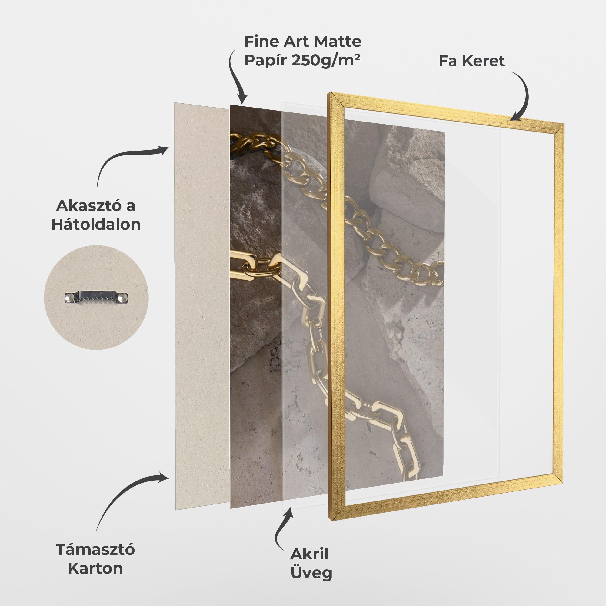 Keretezett Poszter Abstract Gold Chain mockup 1