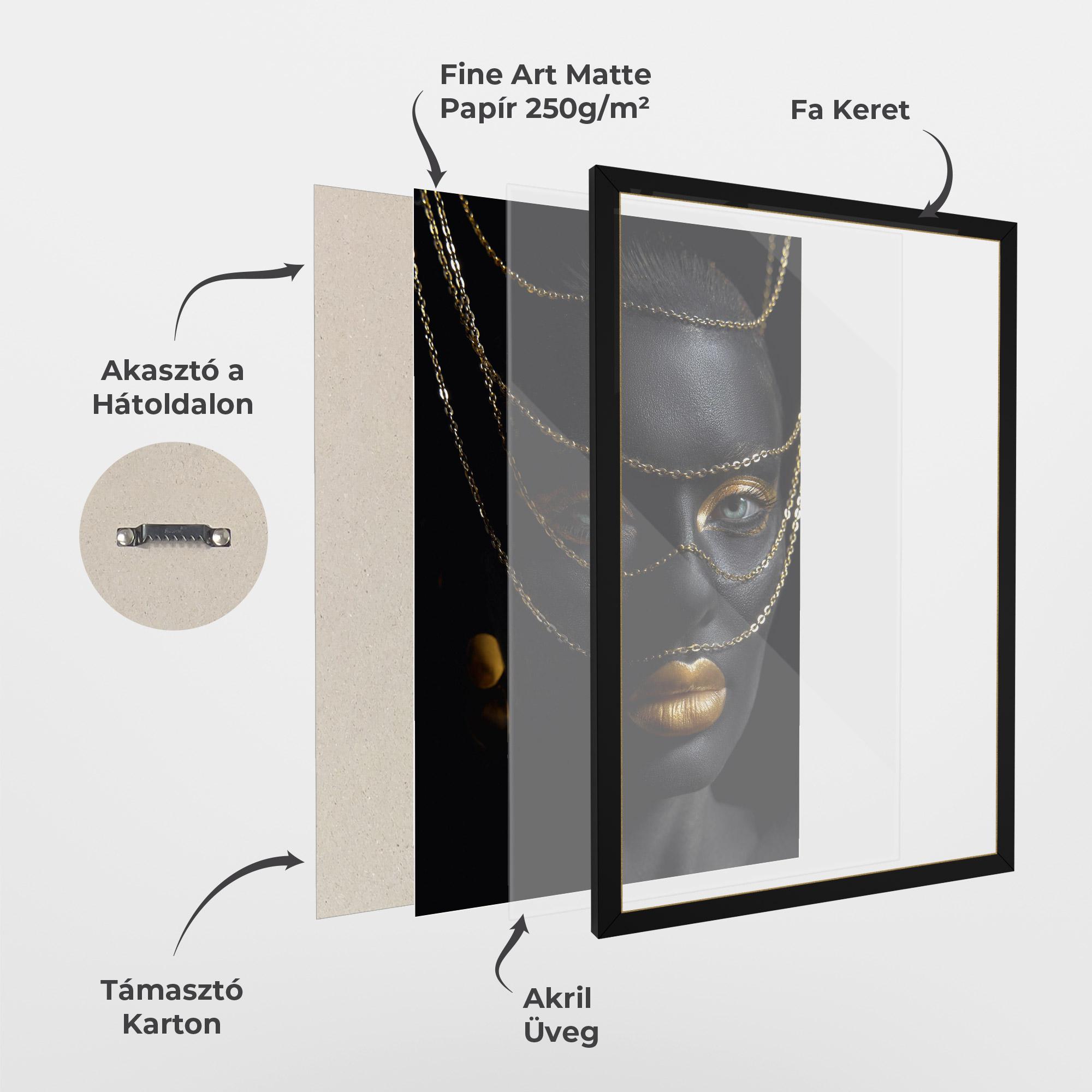 Keretezett Poszter Gold Chain Green Eyes mockup 1