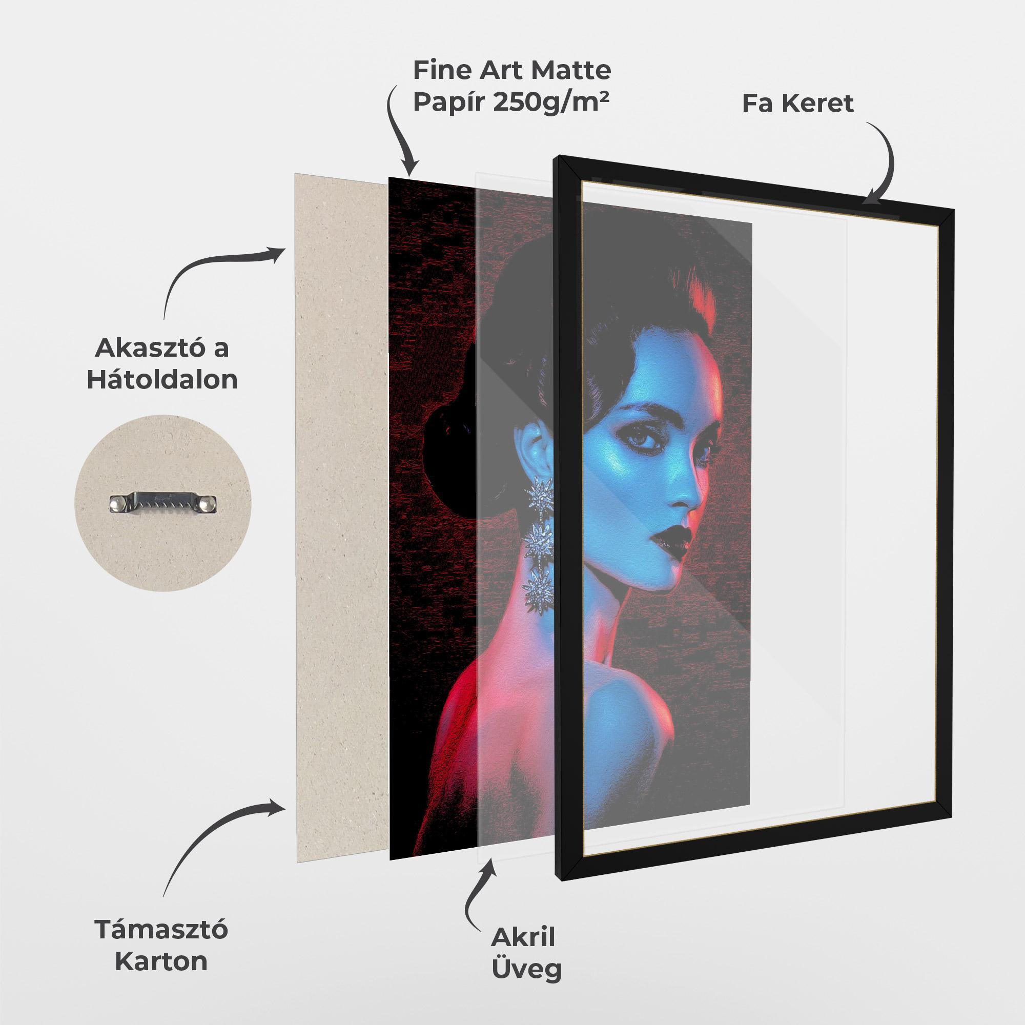 Keretezett Poszter Red Blue Earrings mockup 1