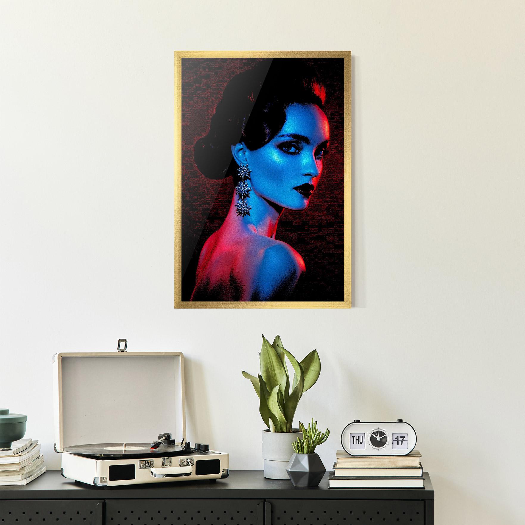 Keretezett Poszter Red Blue Earrings mockup 2