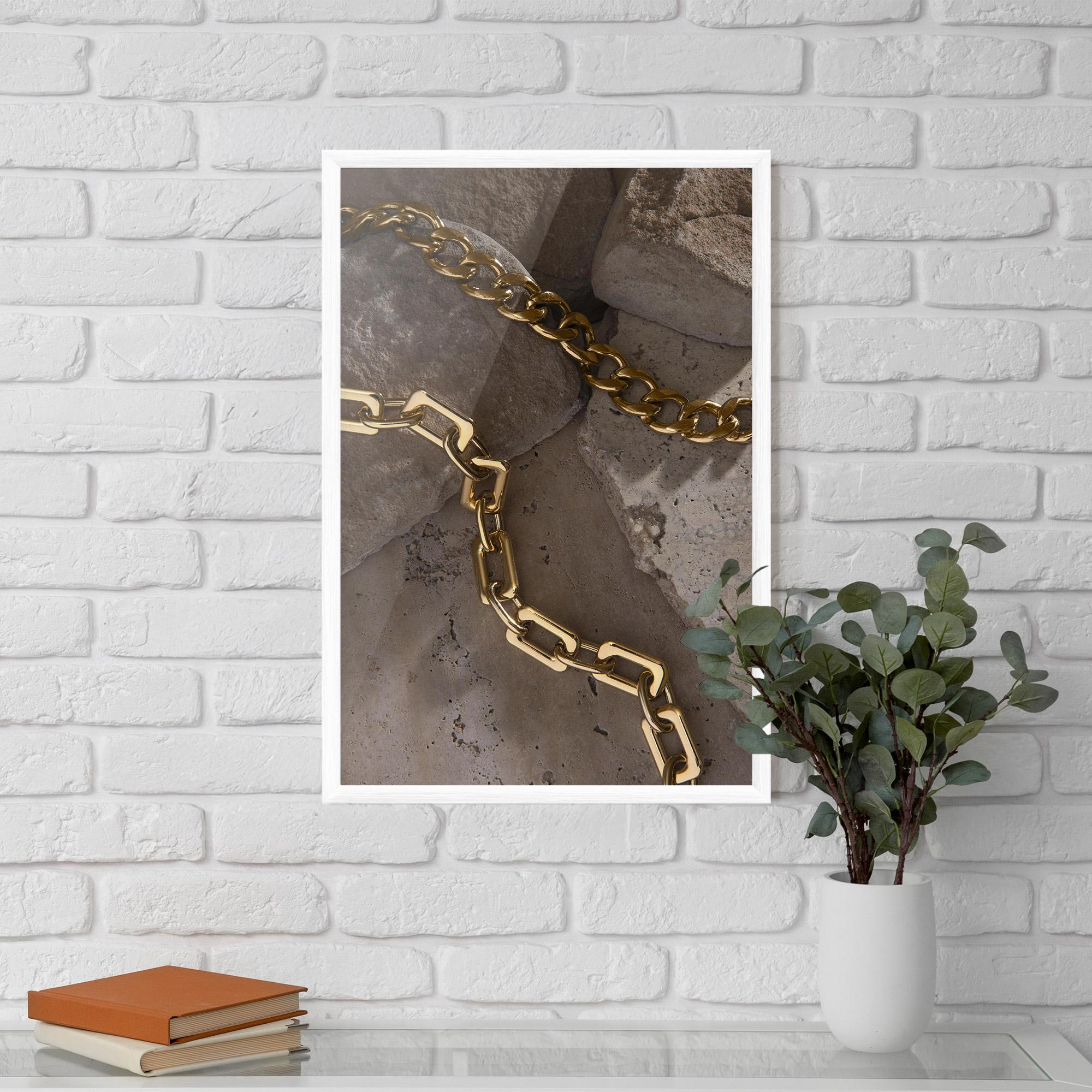 Keretezett Poszter Abstract Gold Chain mockup 5