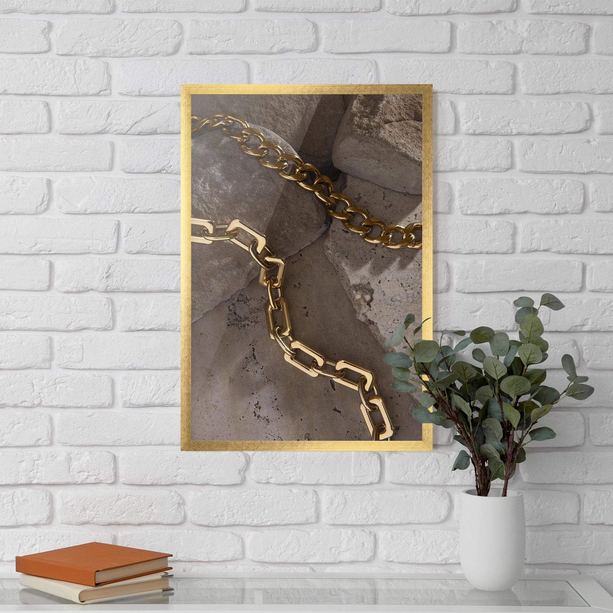 Keretezett Poszter Abstract Gold Chain mockup 5
