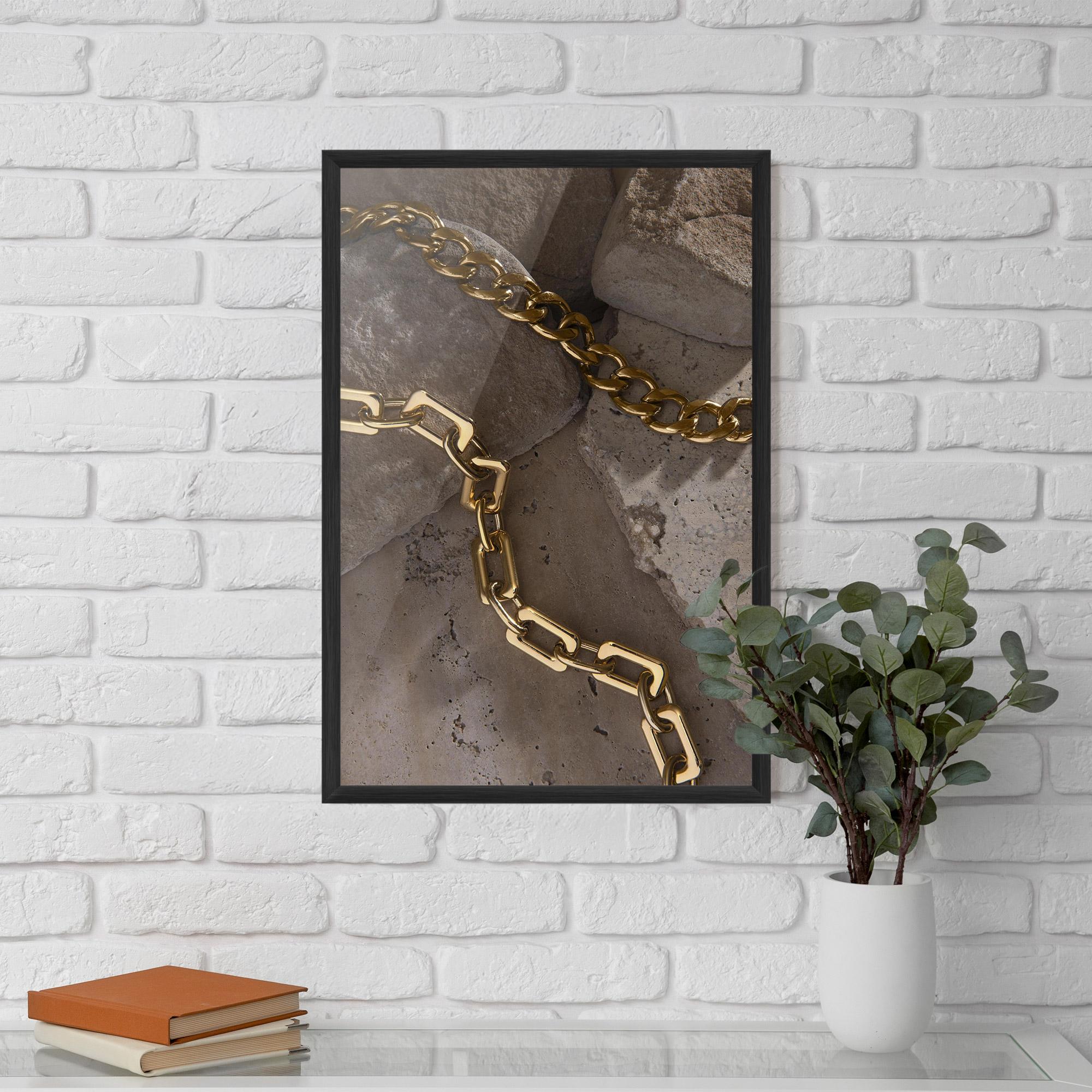 Keretezett Poszter Abstract Gold Chain mockup 5