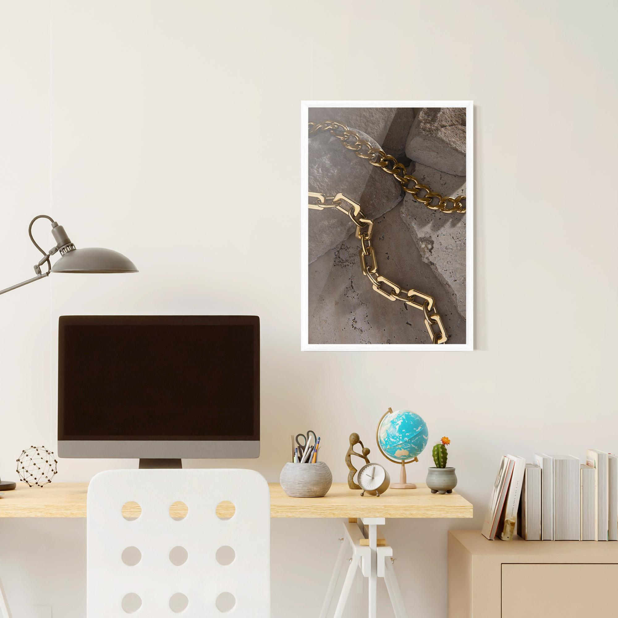 Keretezett Poszter Abstract Gold Chain mockup 6