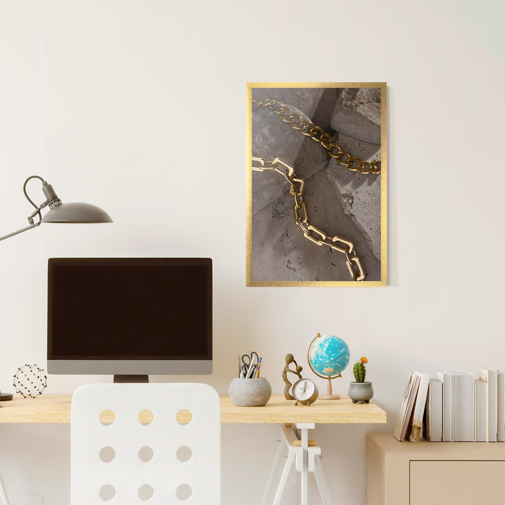 Keretezett Poszter Abstract Gold Chain mockup 6