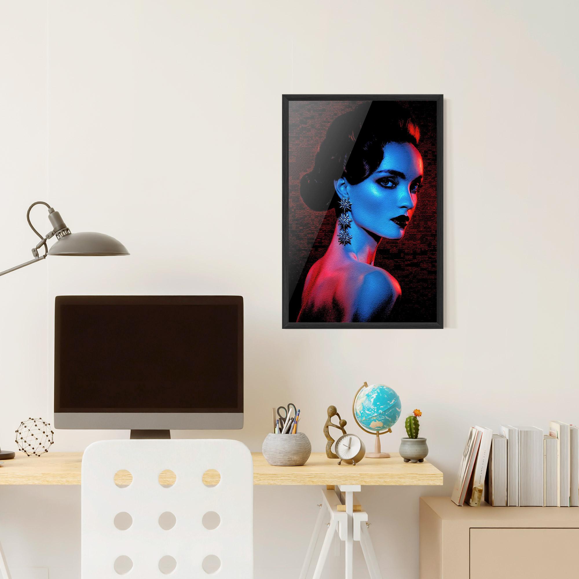 Keretezett Poszter Red Blue Earrings mockup 6