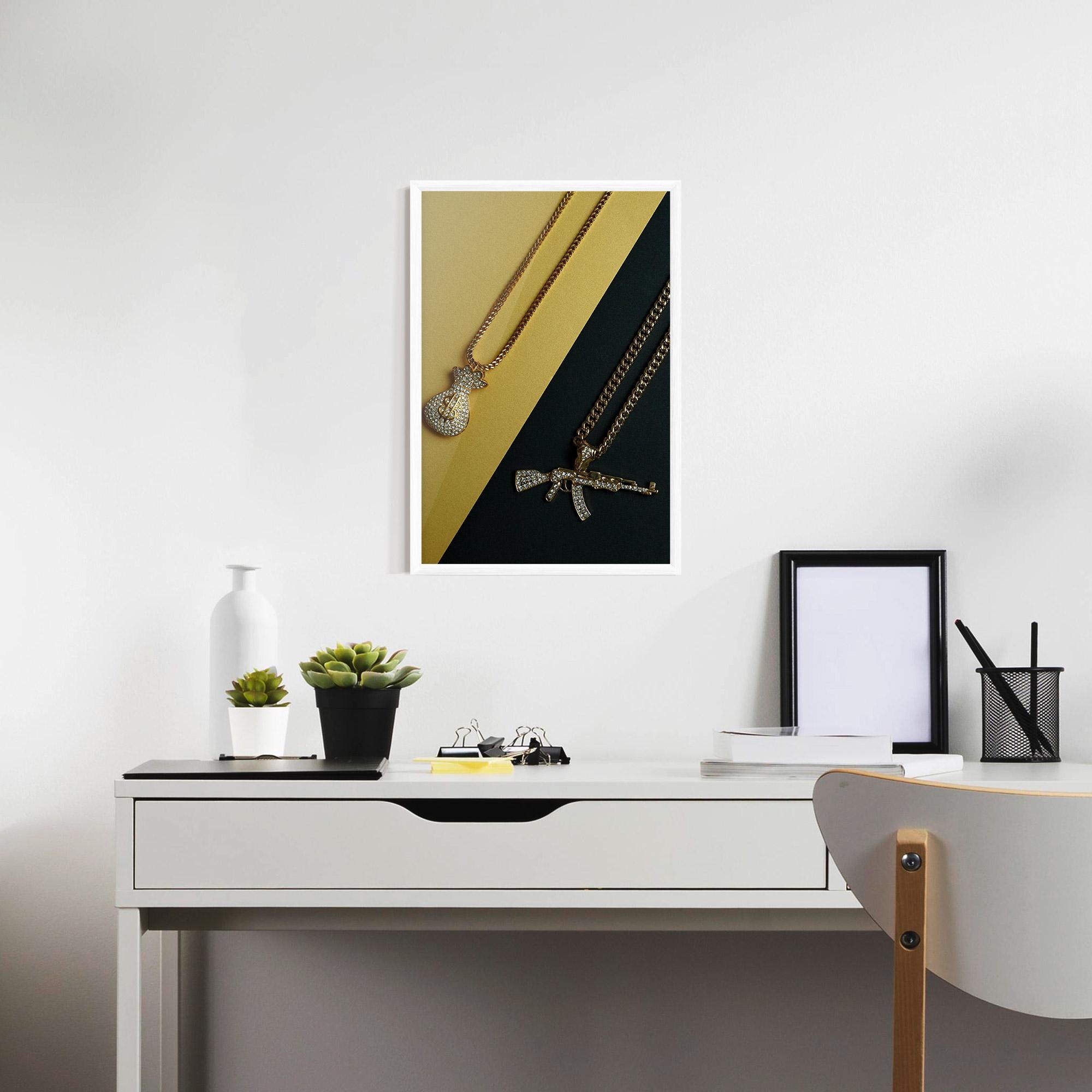 Keretezett Poszter Gun Neckace mockup 7