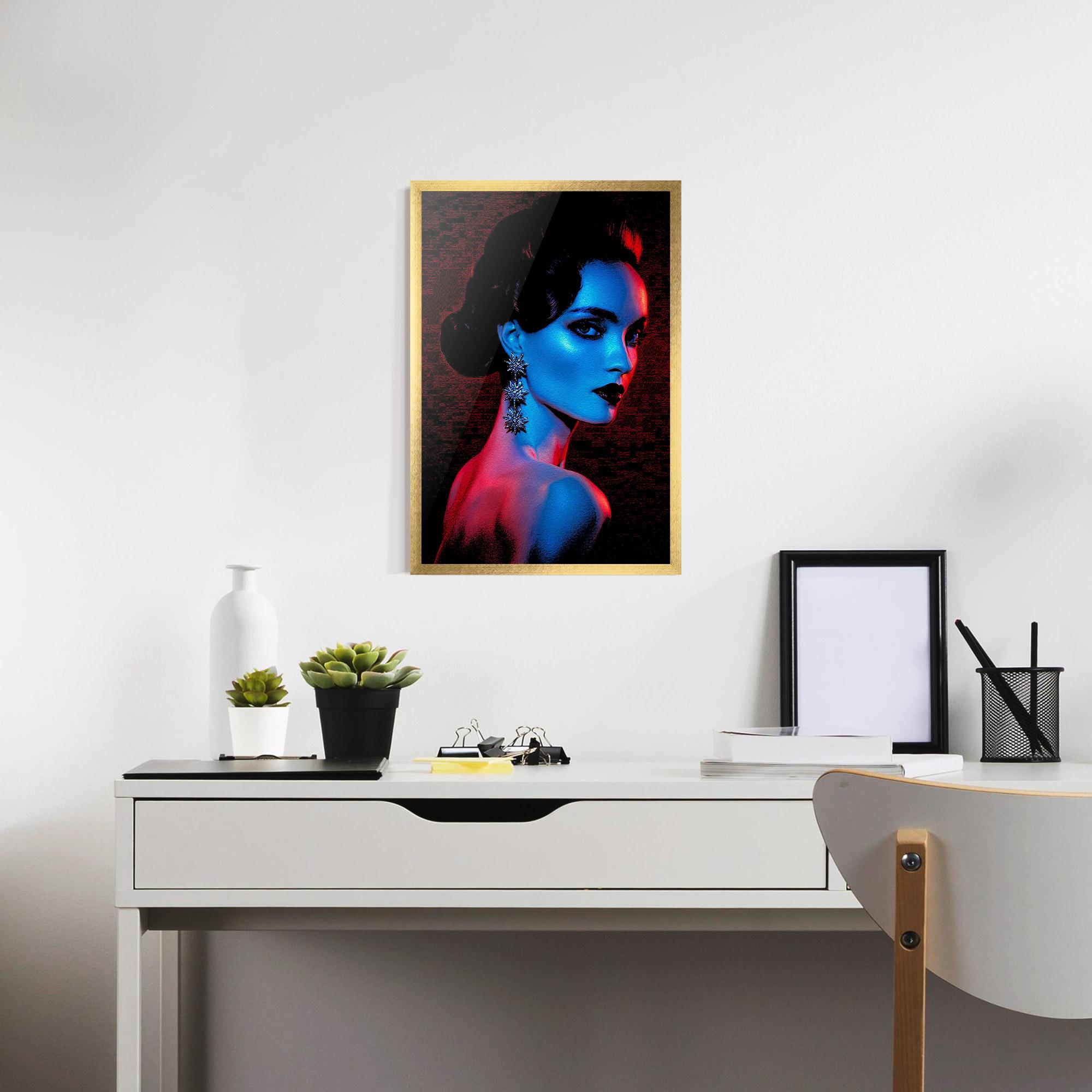 Keretezett Poszter Red Blue Earrings mockup 7