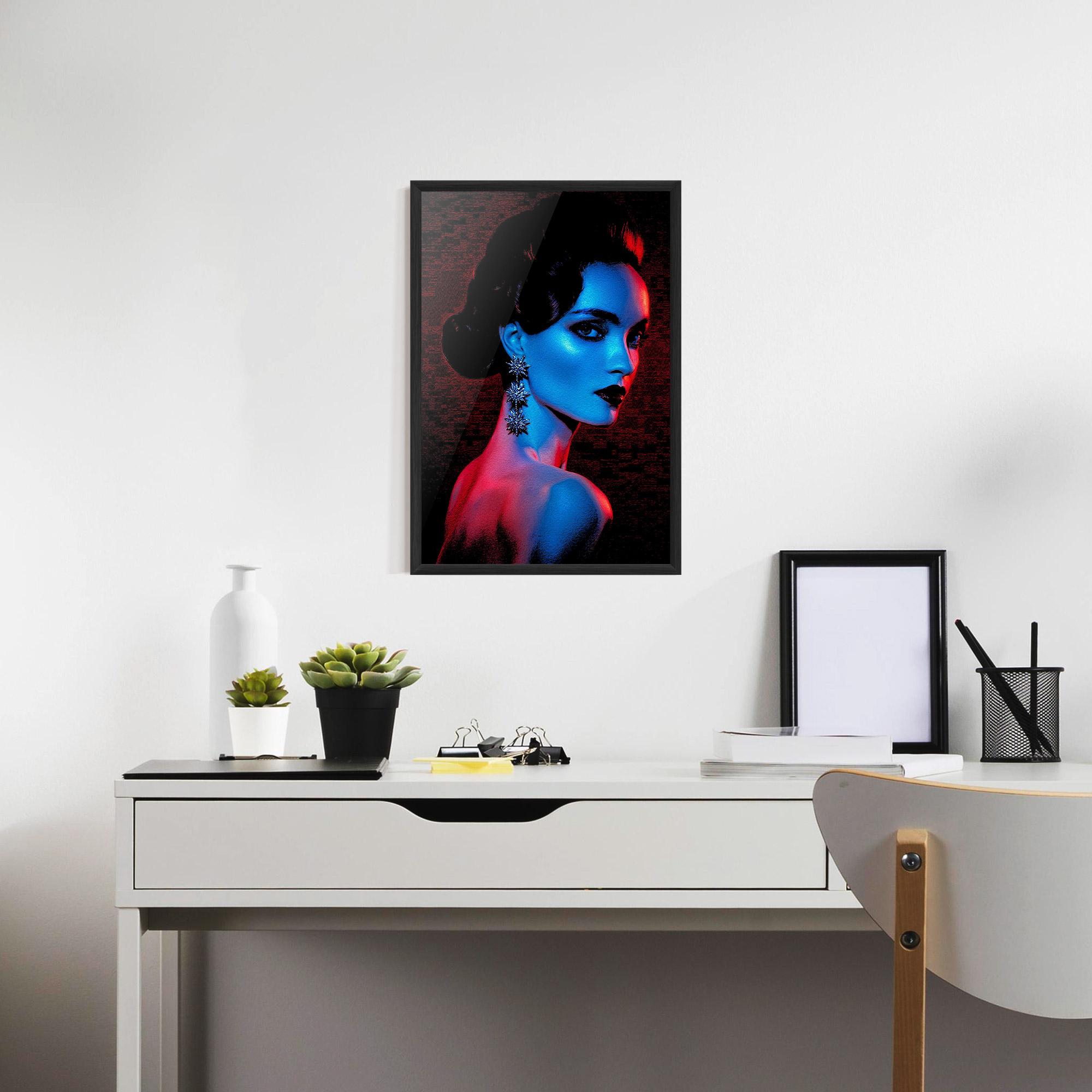 Keretezett Poszter Red Blue Earrings mockup 7