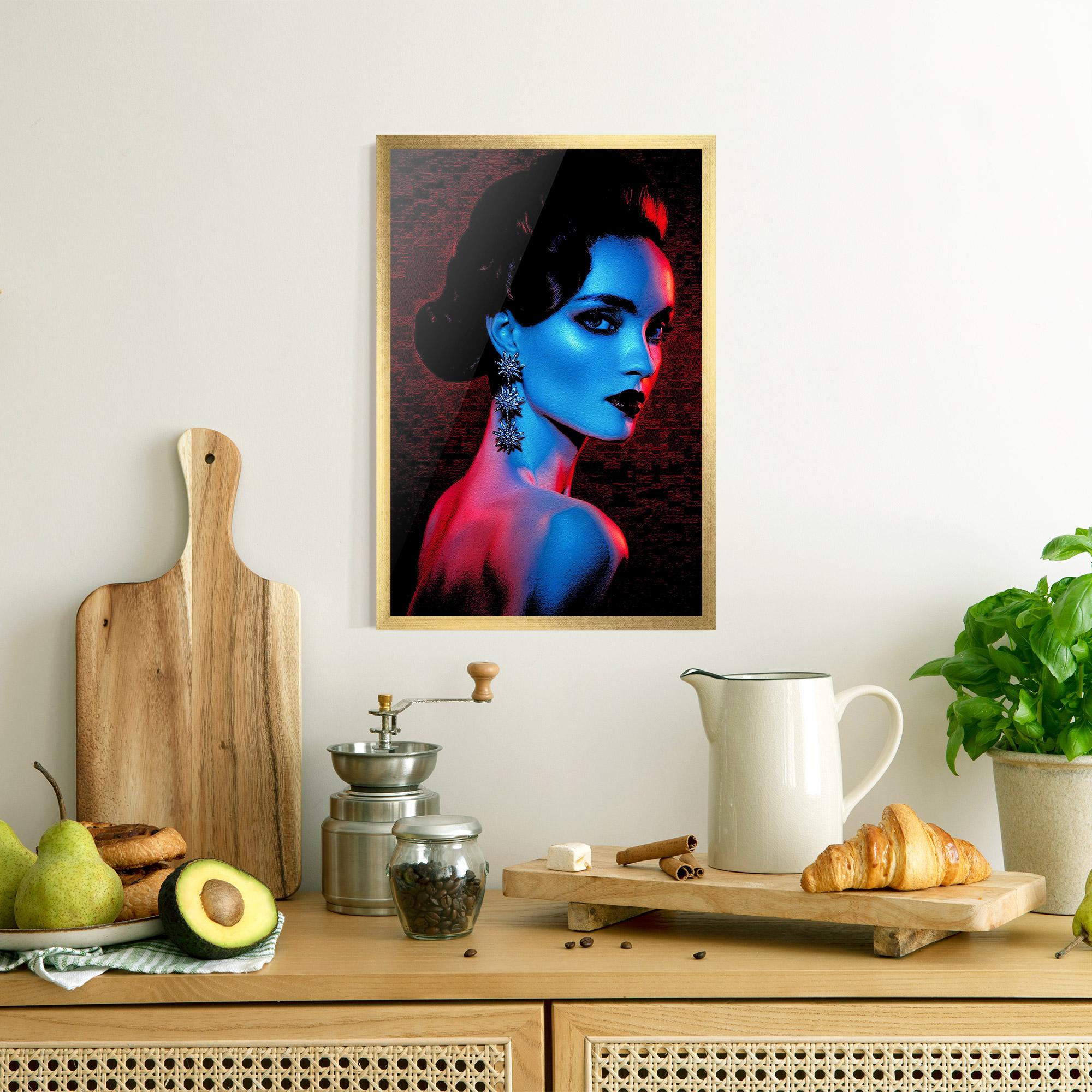 Keretezett Poszter Red Blue Earrings mockup 8