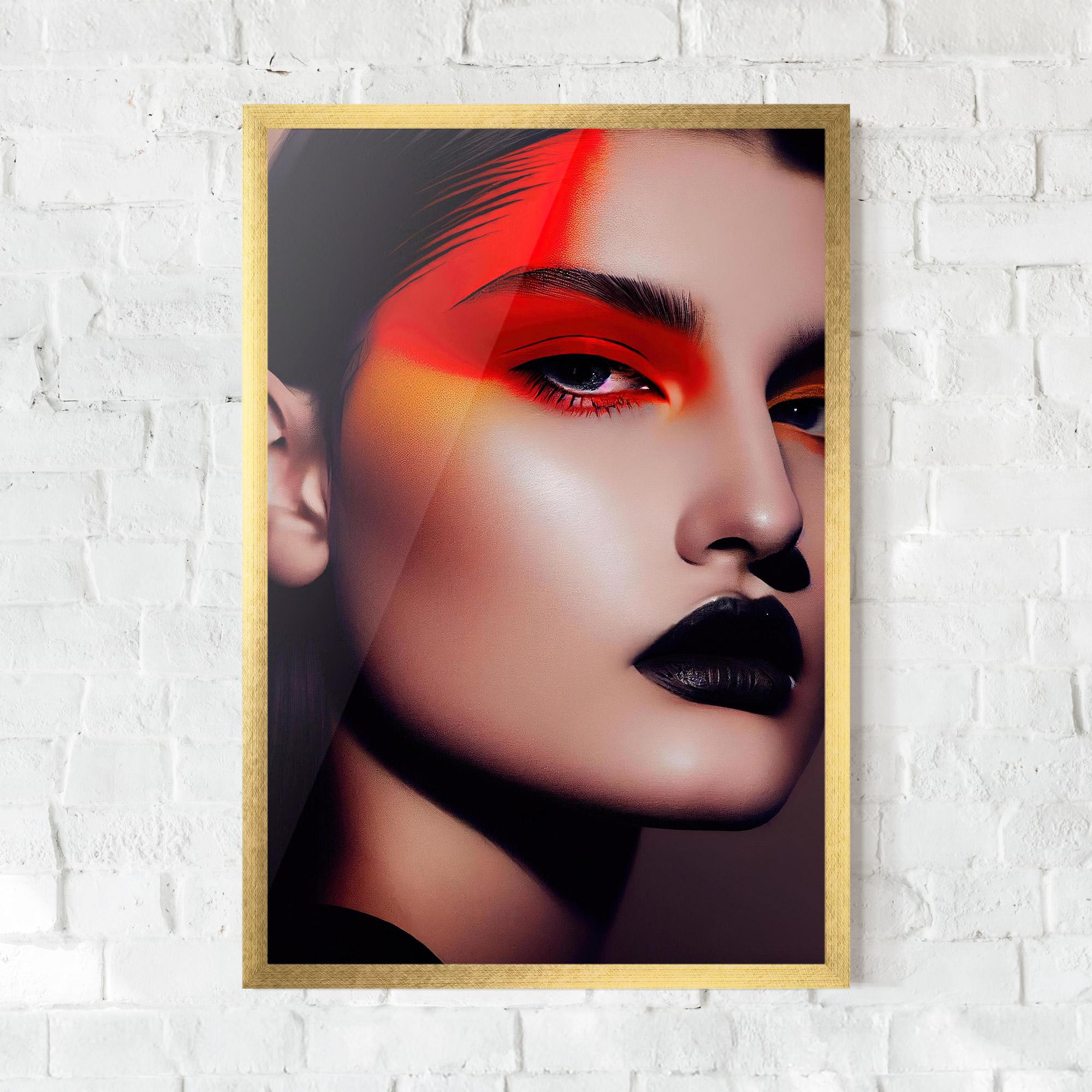 Keretezett Poszter Strong Red Makeup mockup 0