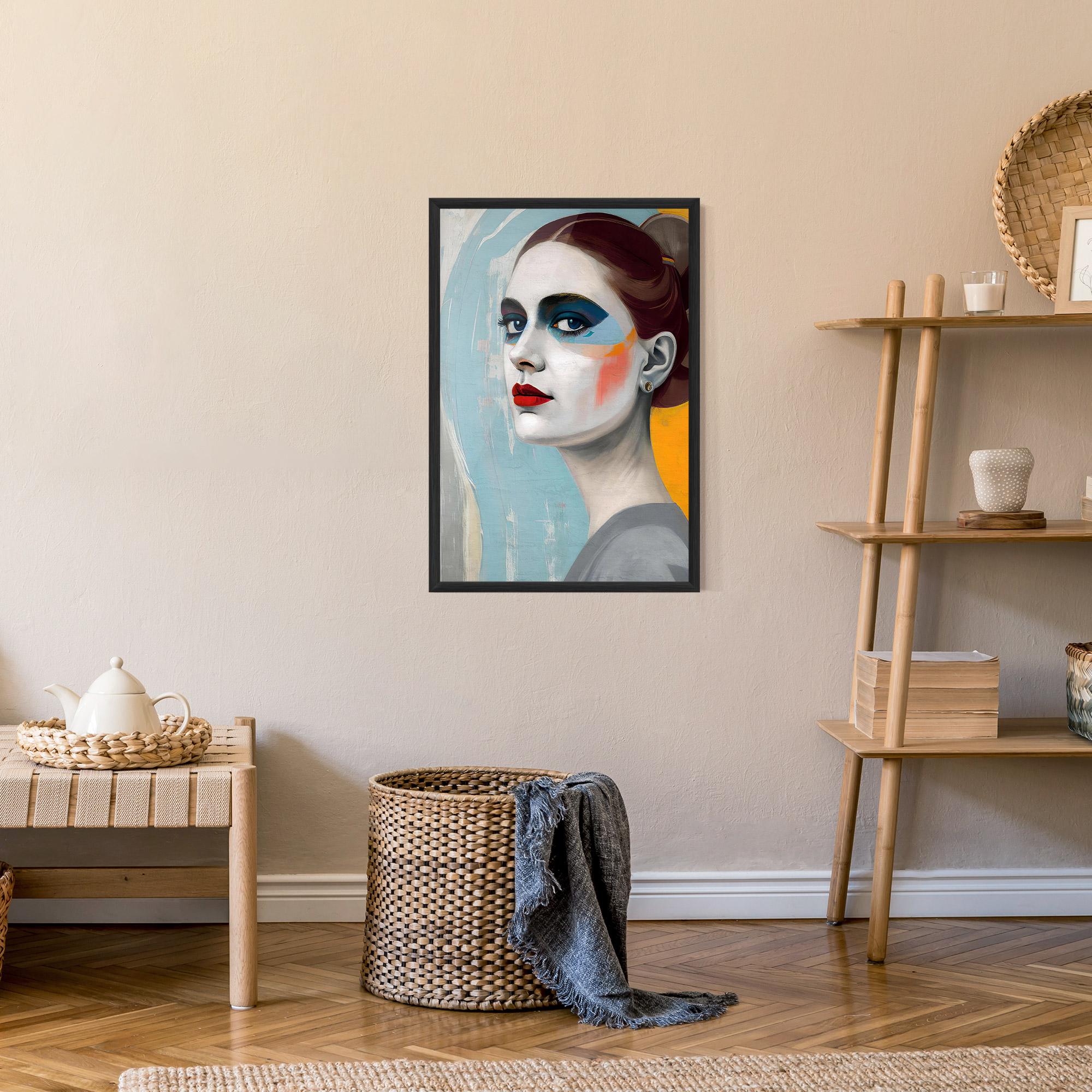 Keretezett Poszter White Blue Makeup mockup 9