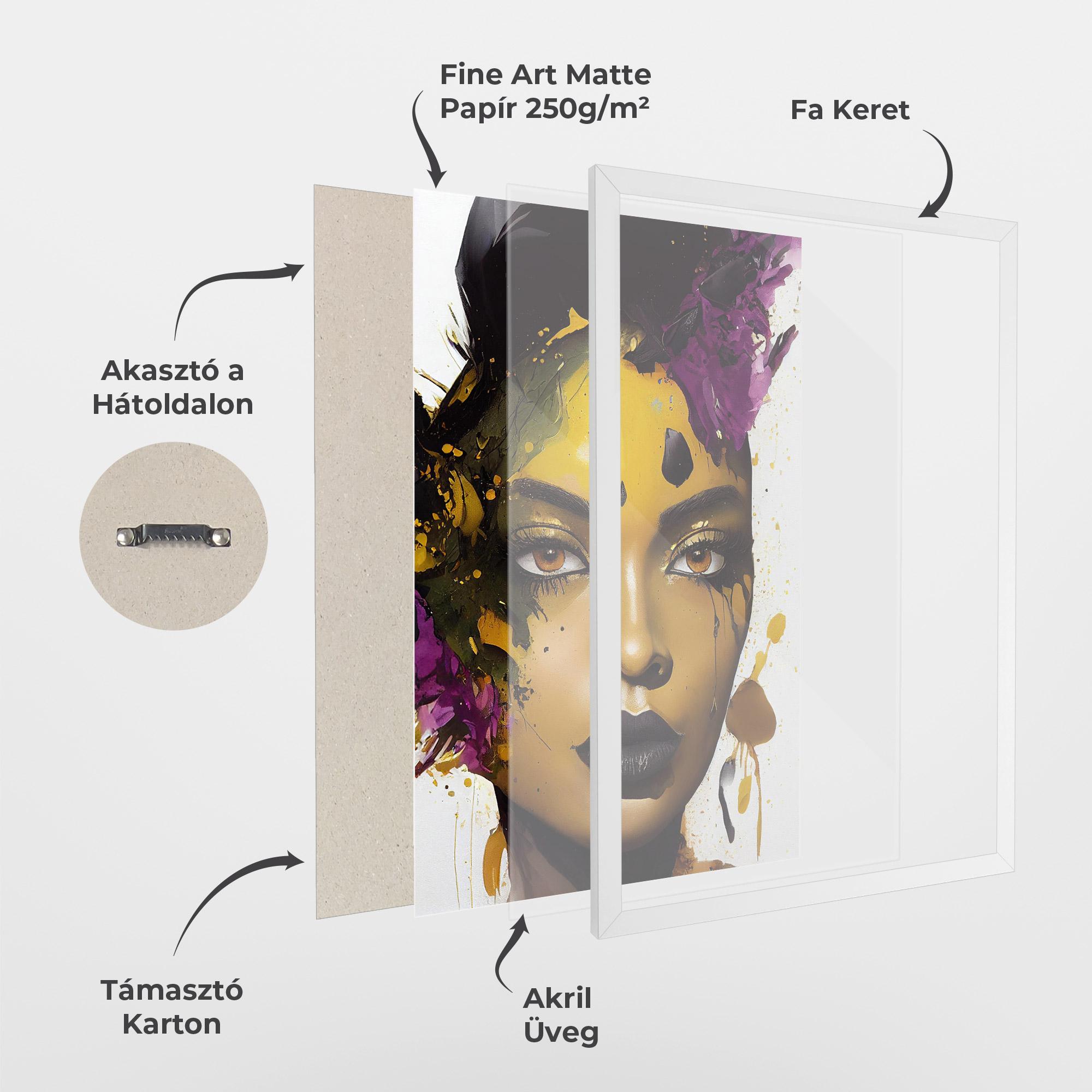 Keretezett Poszter Yellow Black Lips Makeup mockup 1