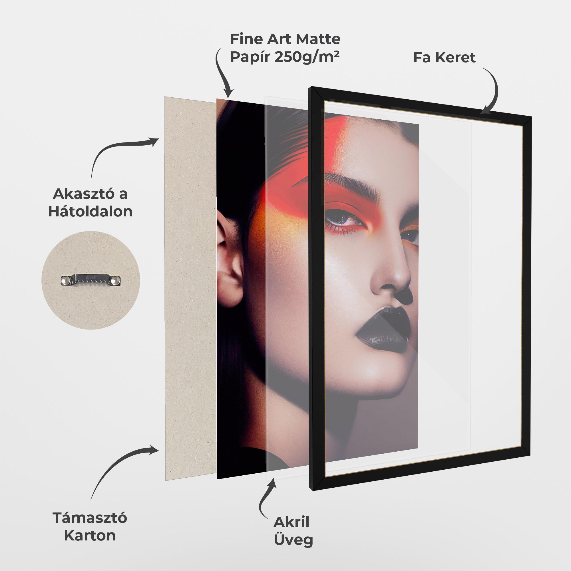 Keretezett Poszter Strong Red Makeup mockup 1