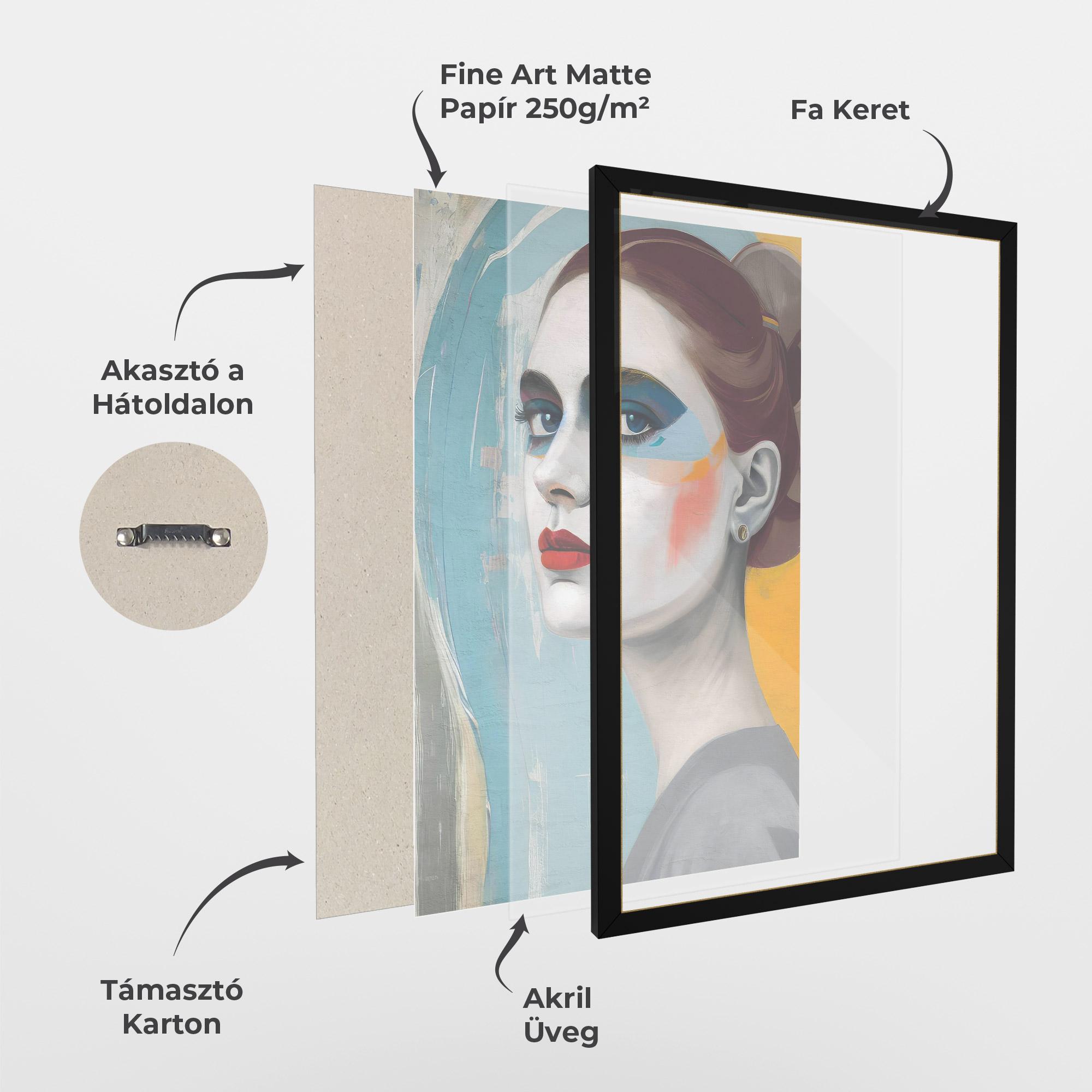 Keretezett Poszter White Blue Makeup mockup 1