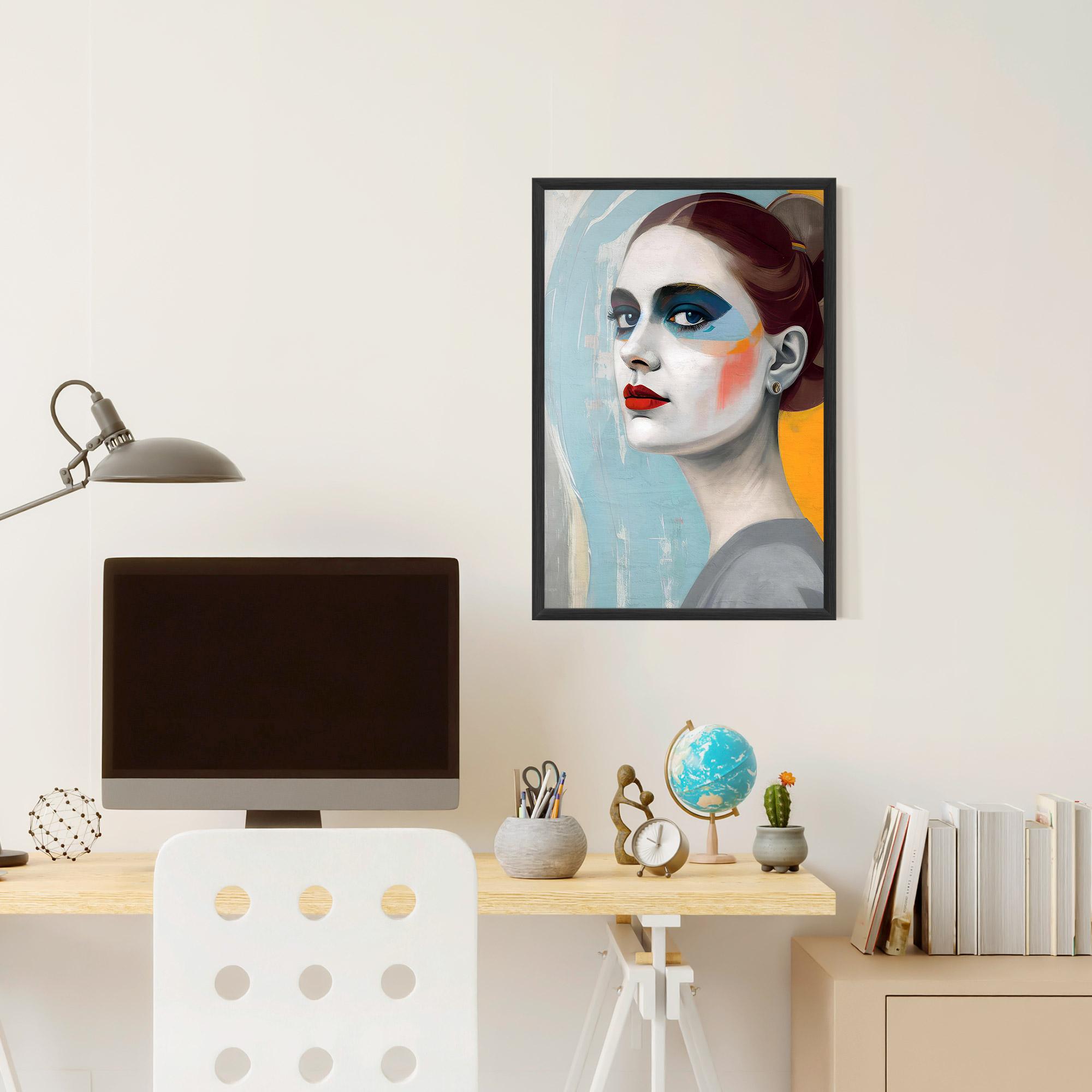 Keretezett Poszter White Blue Makeup mockup 6