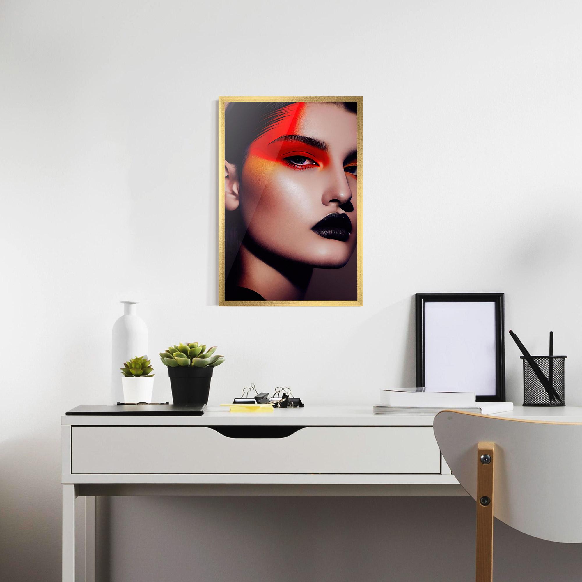 Keretezett Poszter Strong Red Makeup mockup 7