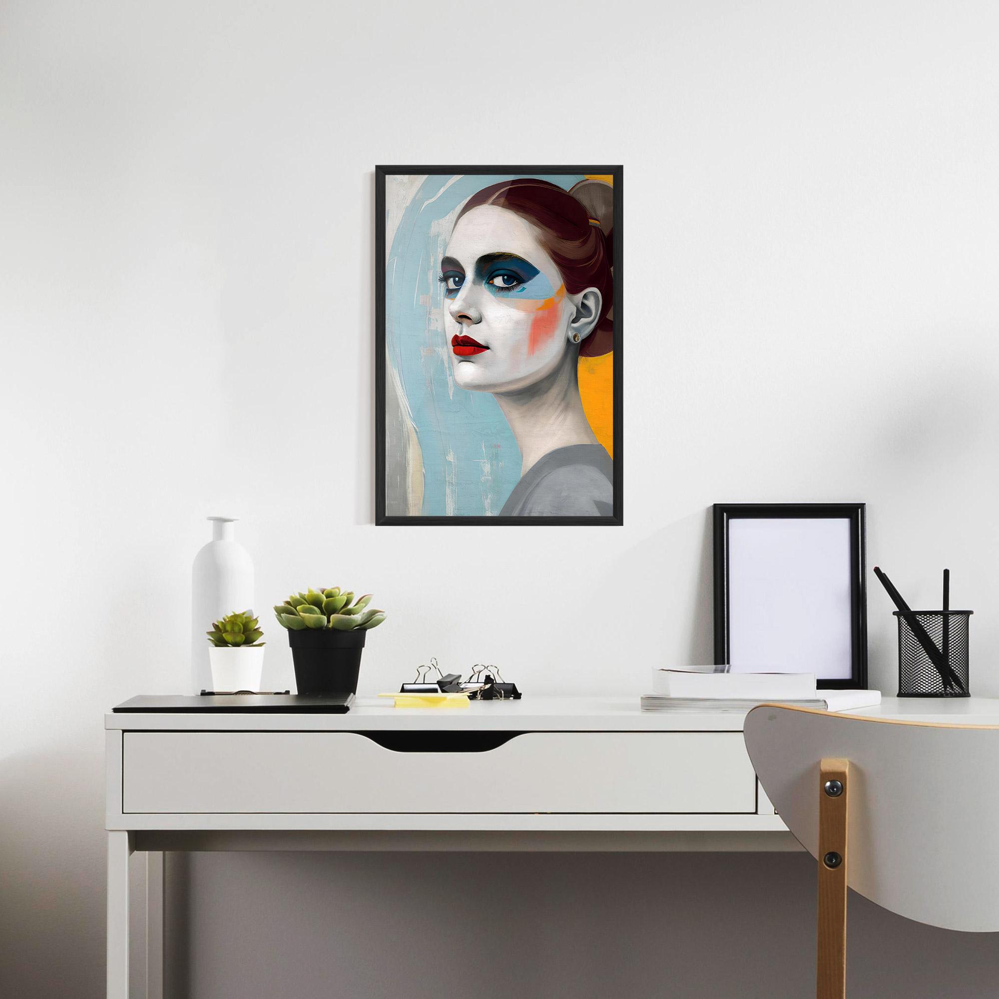 Keretezett Poszter White Blue Makeup mockup 7