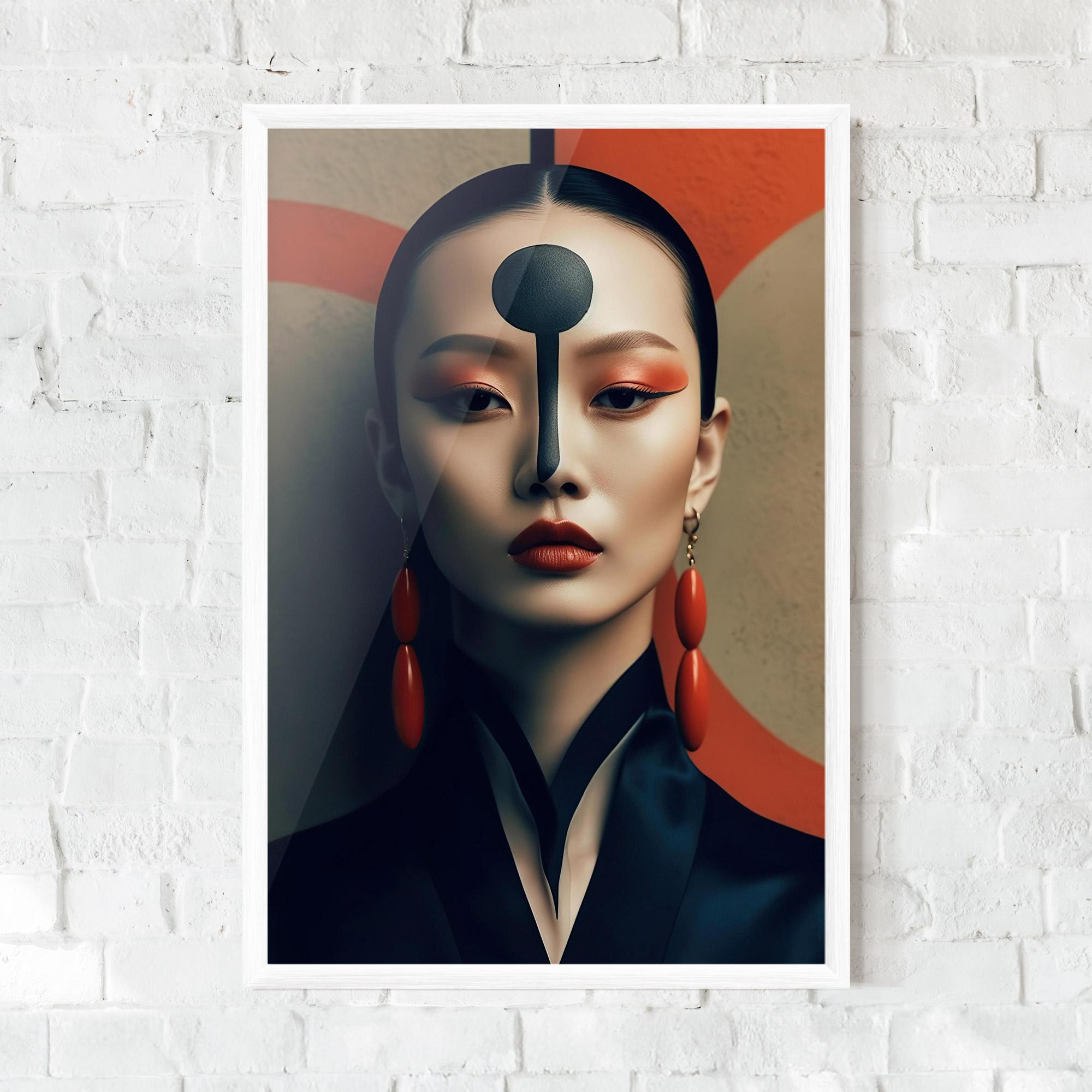Keretezett Poszter Black Circle Asian Woman mockup 0