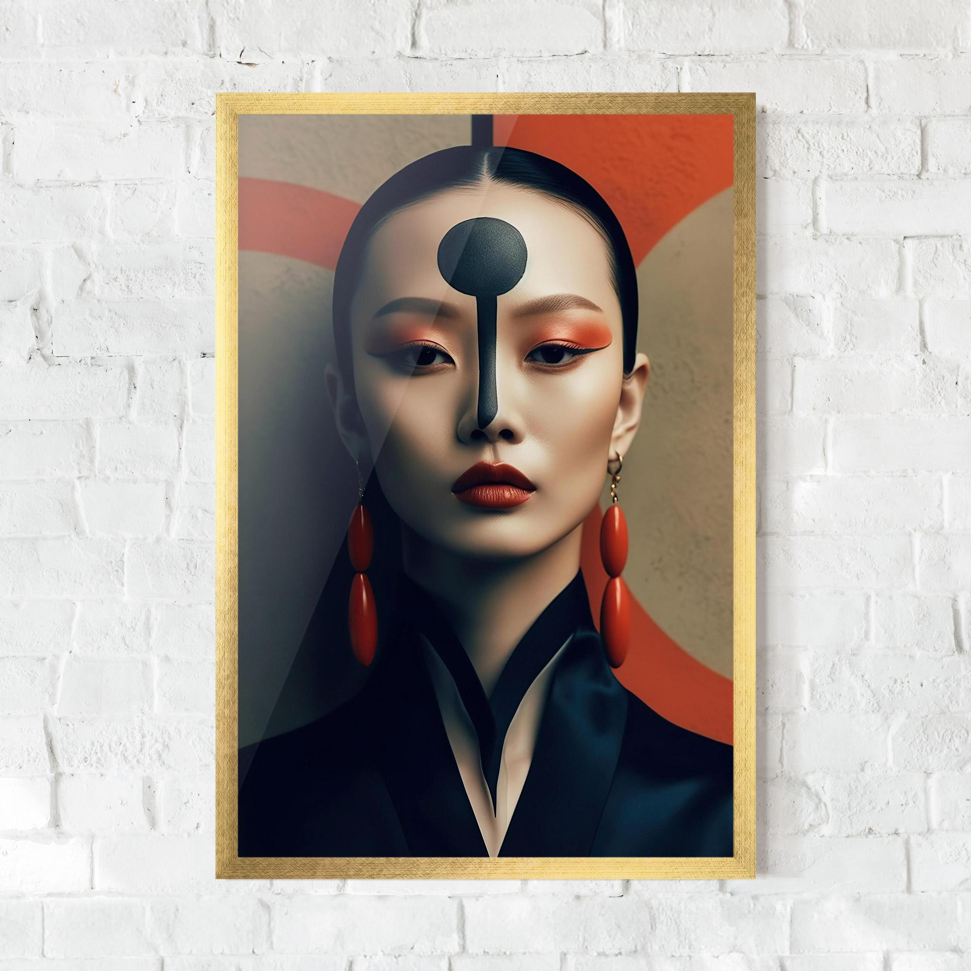 Keretezett Poszter Black Circle Asian Woman mockup 0