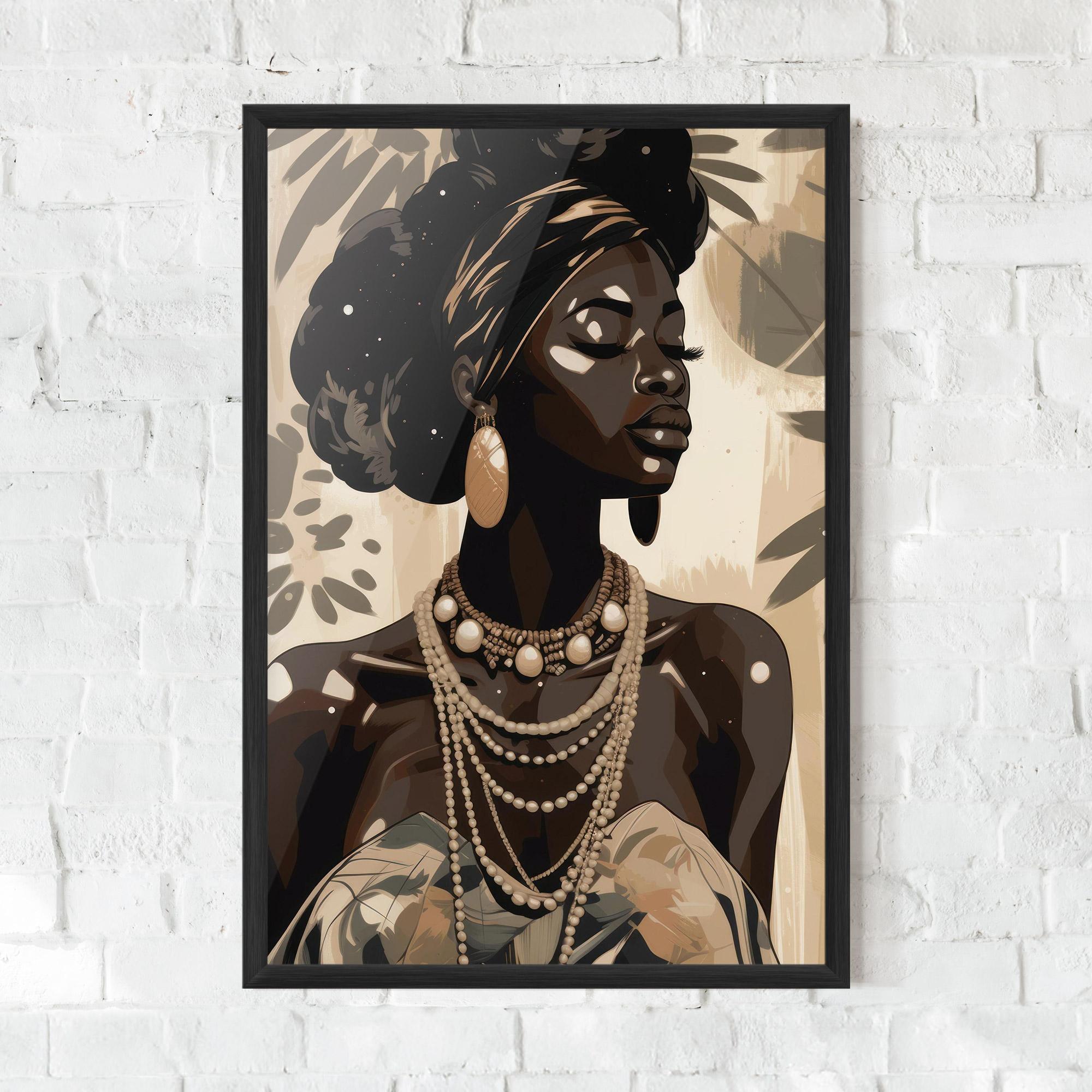 Keretezett Poszter African Woman On Cream mockup 0